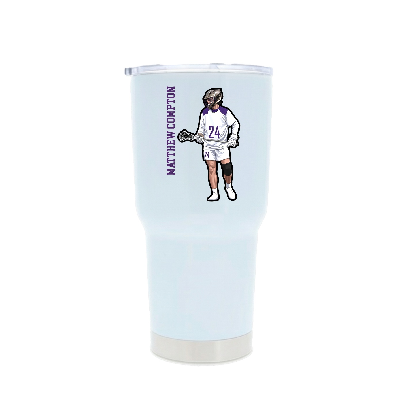 30oz Stainless Steel Tumbler — Name Vertical in White
