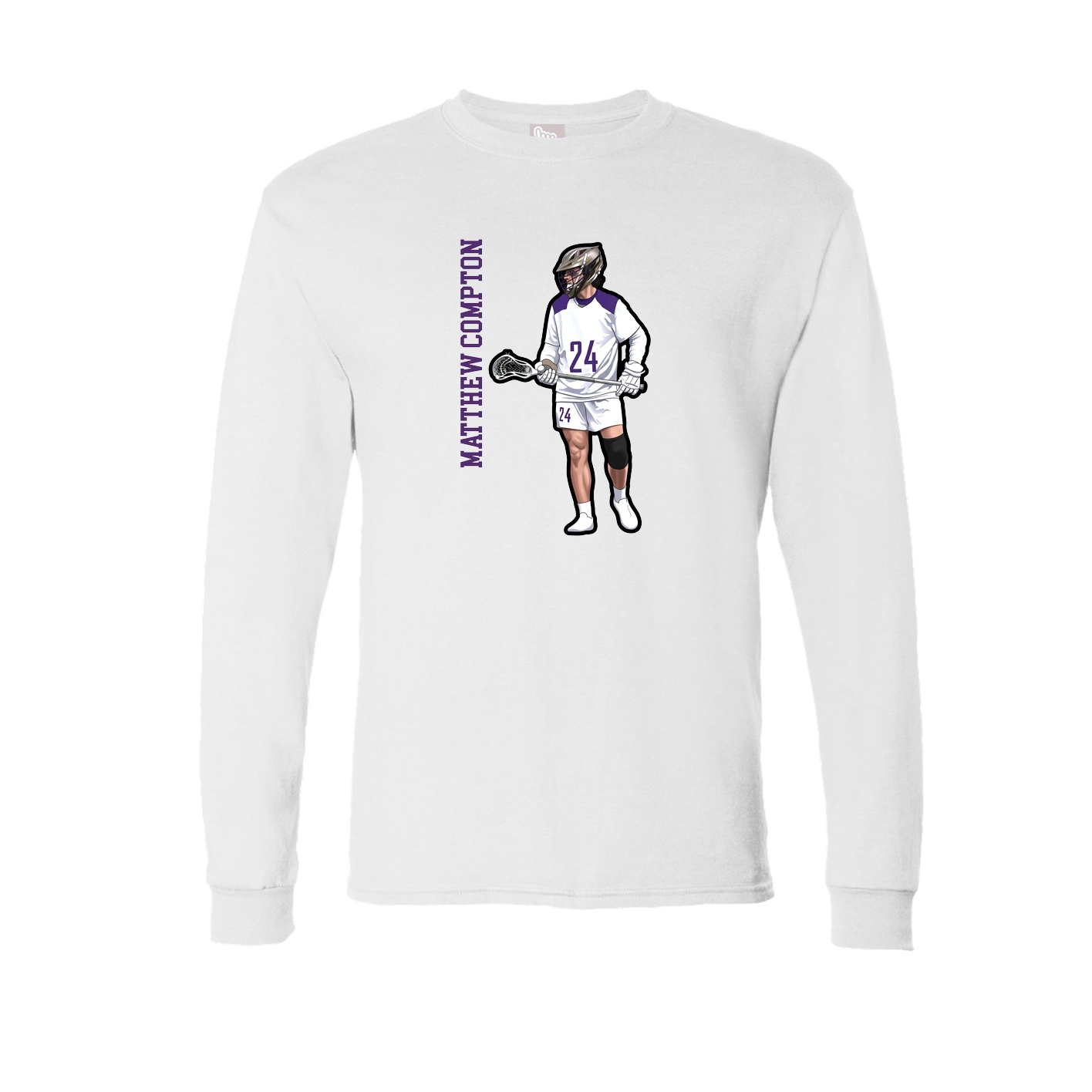 Long Sleeve Tee — Name Vertical in White