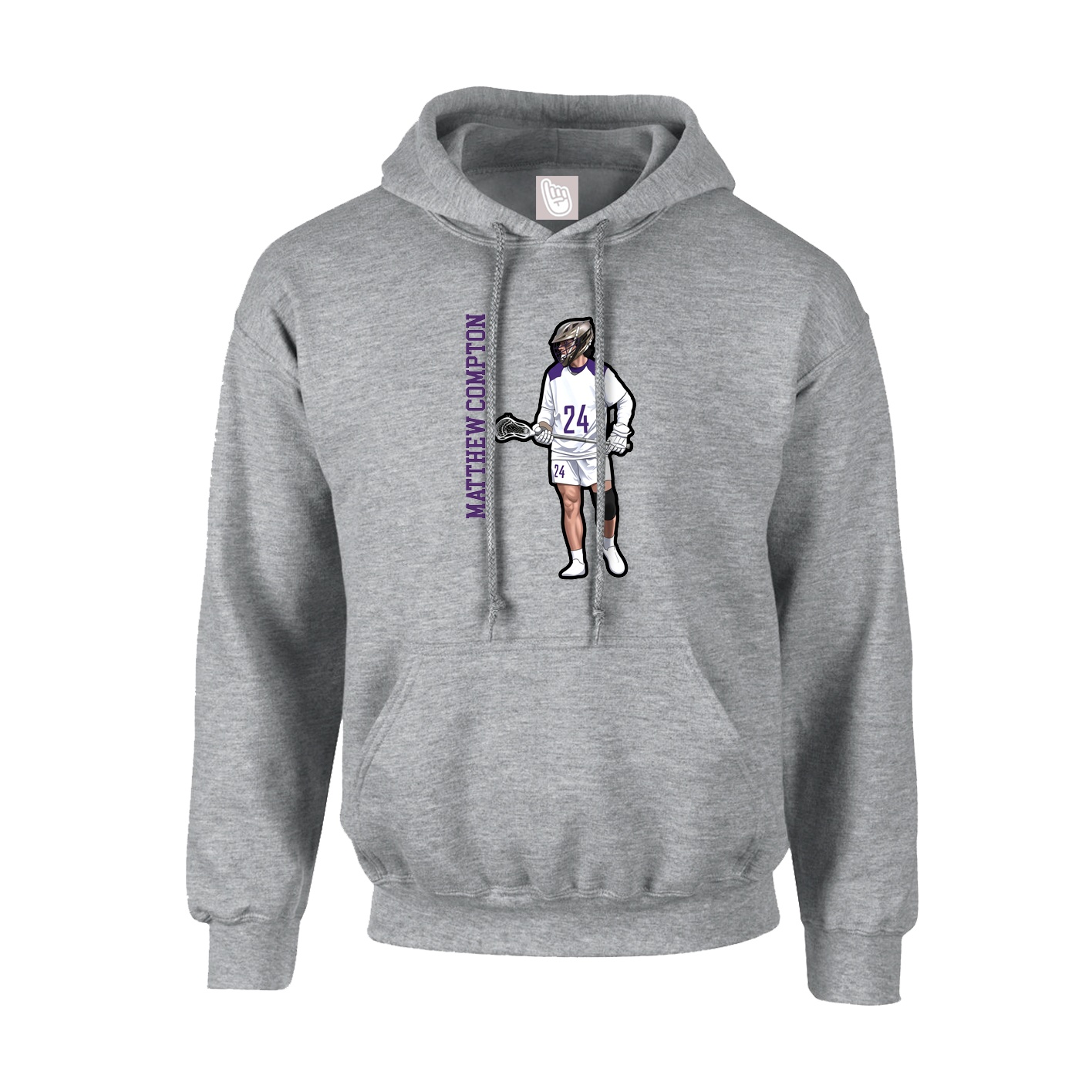 Hoodie — Name Vertical in Grey