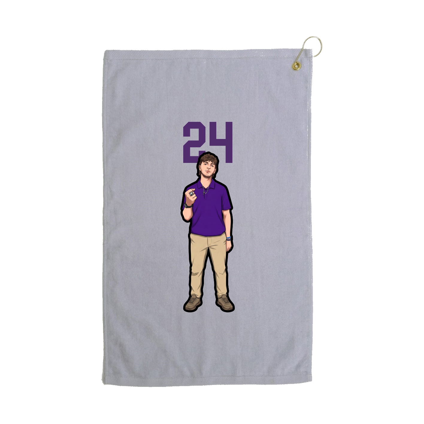 Golf Towel — Number Top in Grey