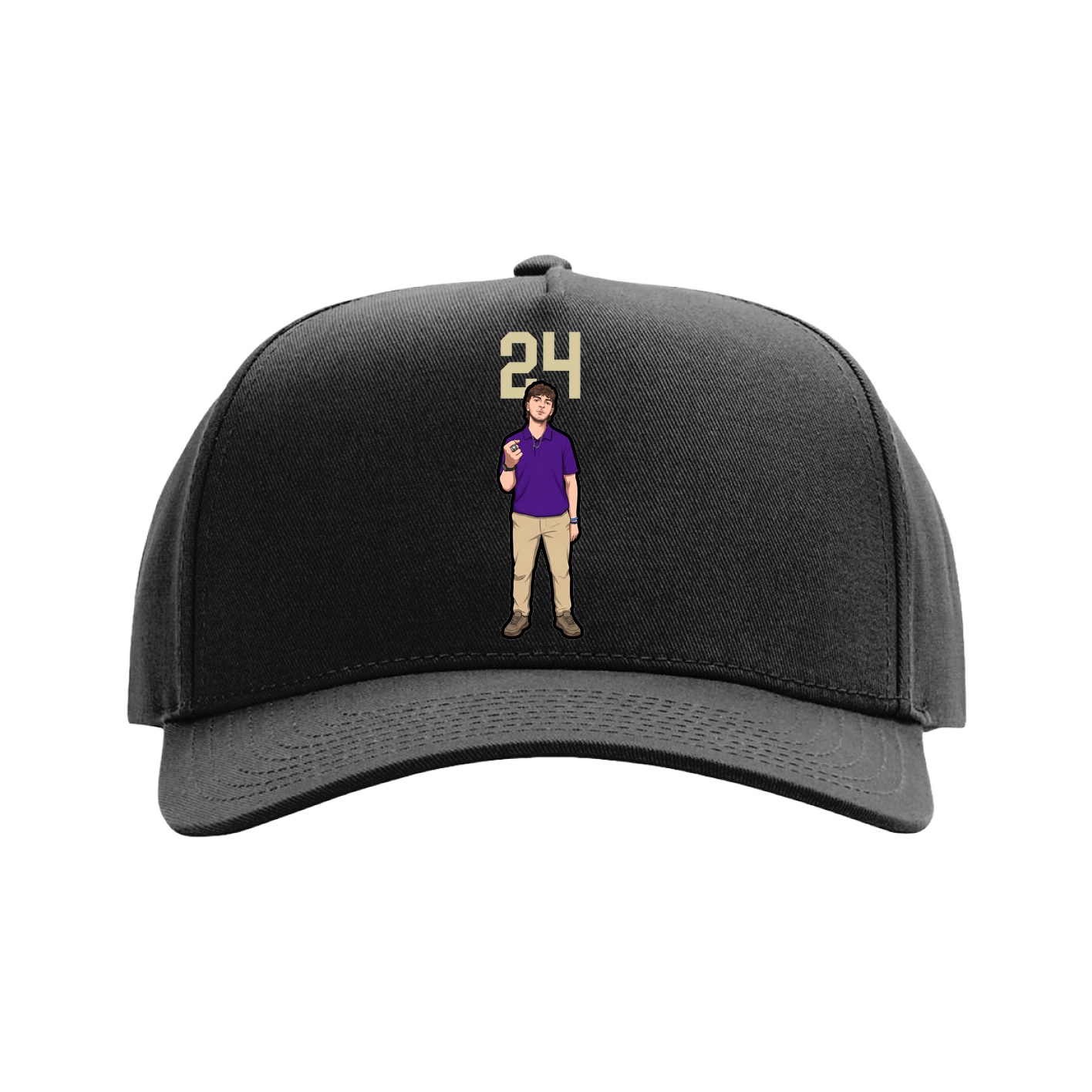Full Fabric Five-Panel Champ Cap — Number Top in Black