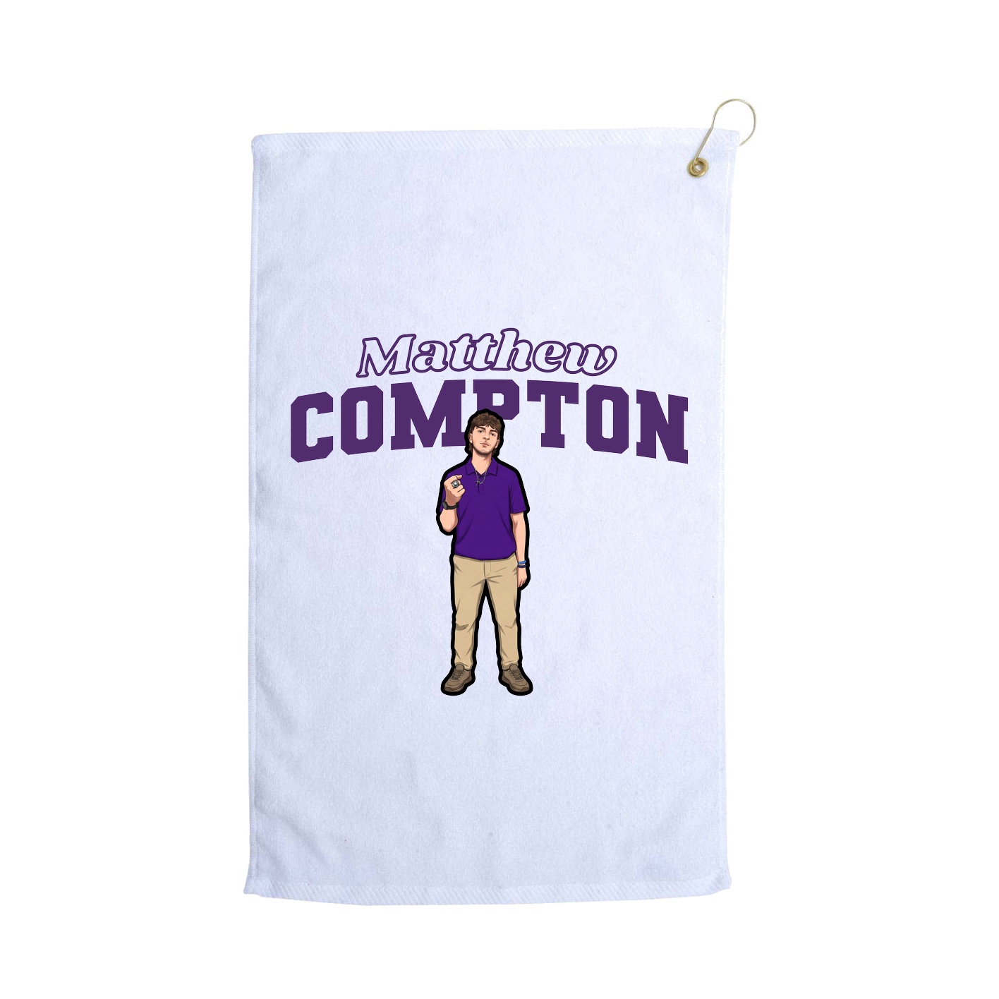 Golf Towel — Name Arch in White