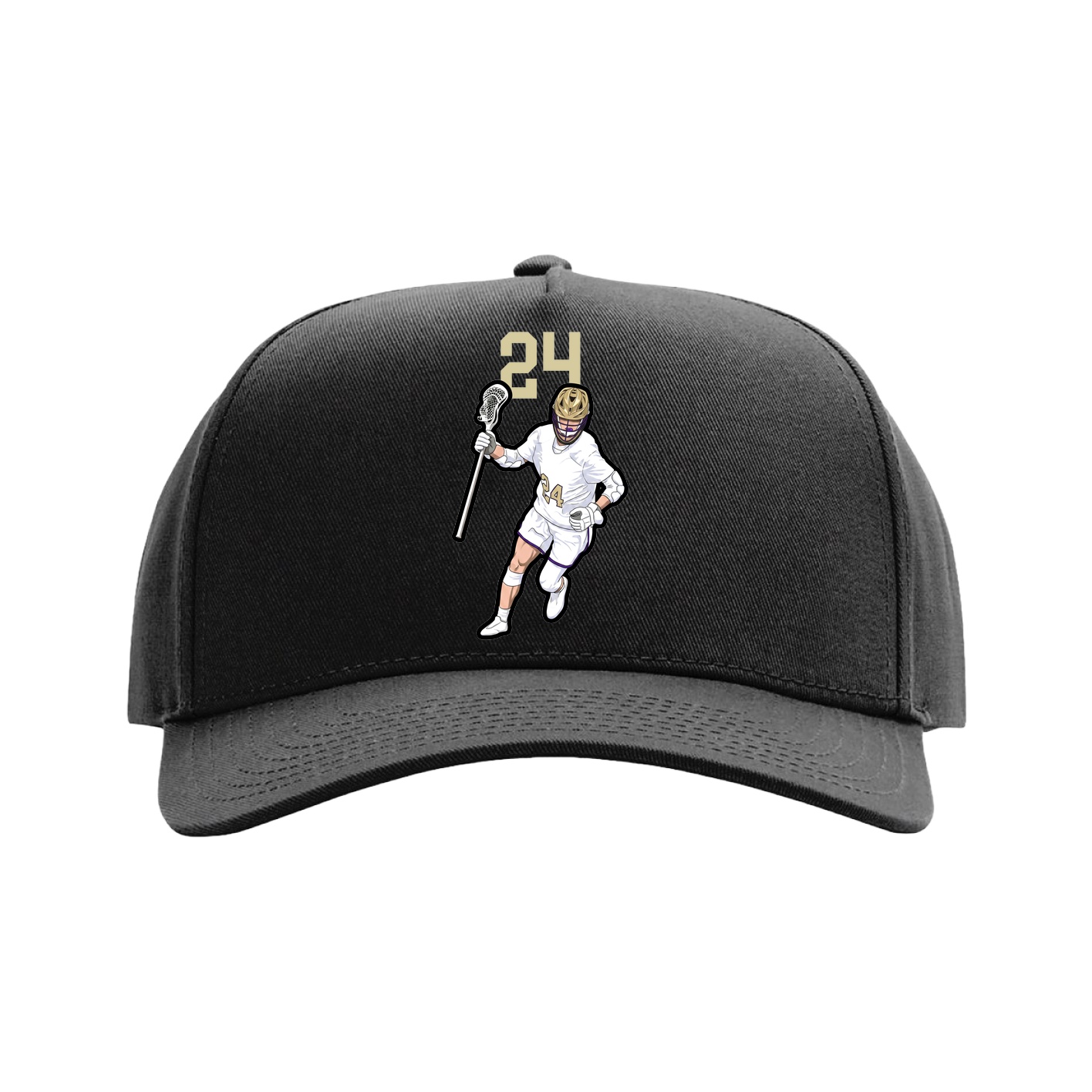 Full Fabric Five-Panel Champ Cap — Number Top in Black