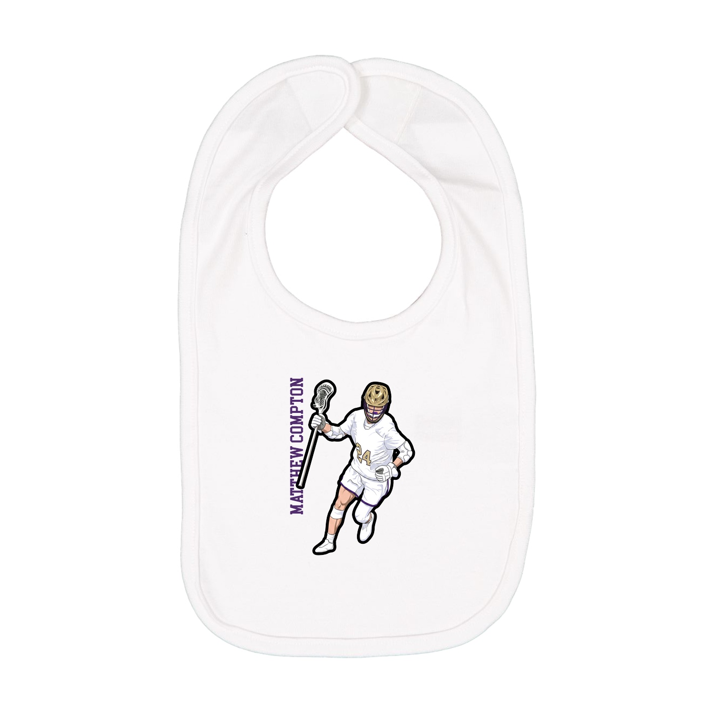 Infant Bib — Name Vertical in White
