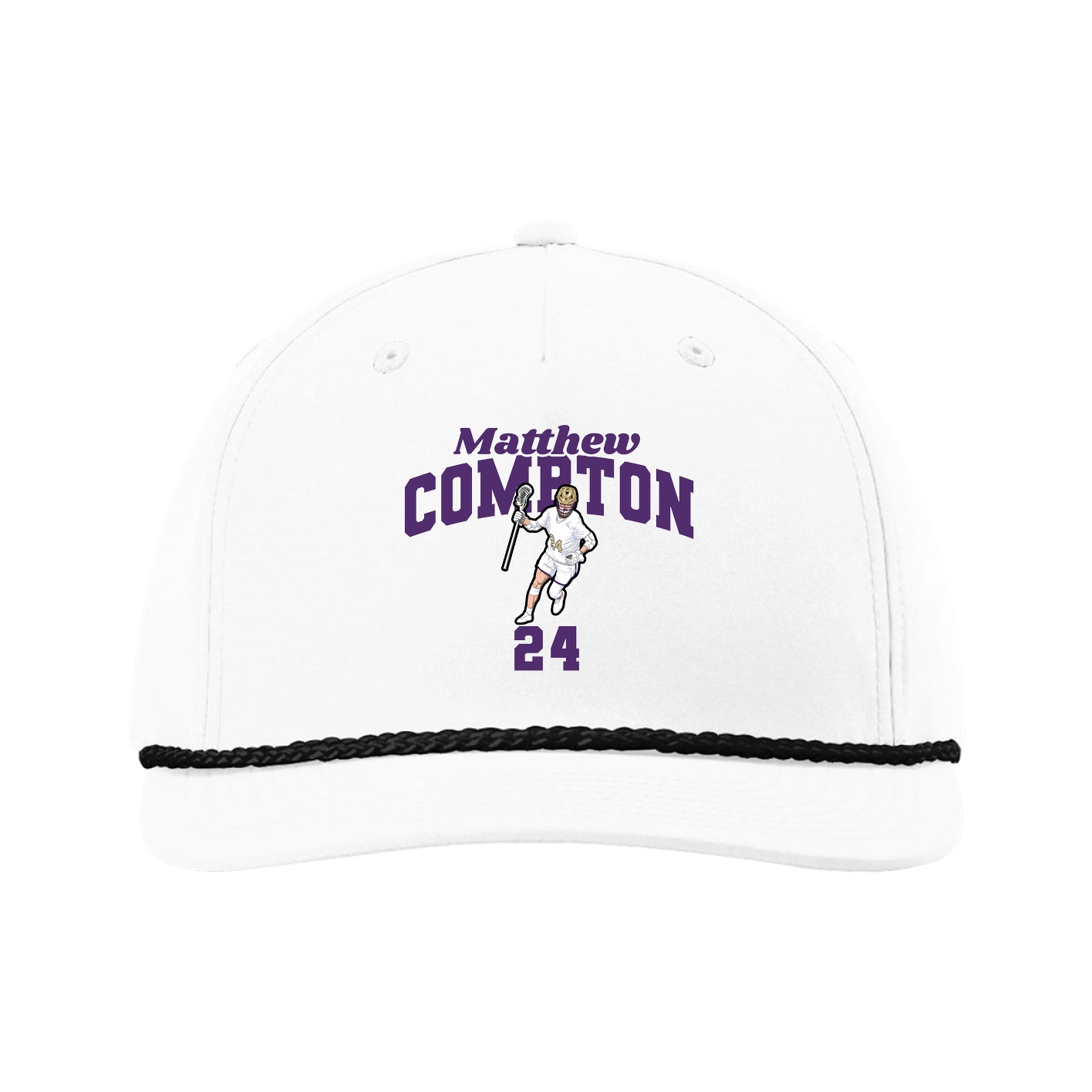 Five-Panel Classic Rope Cap — Signature Arch in White
