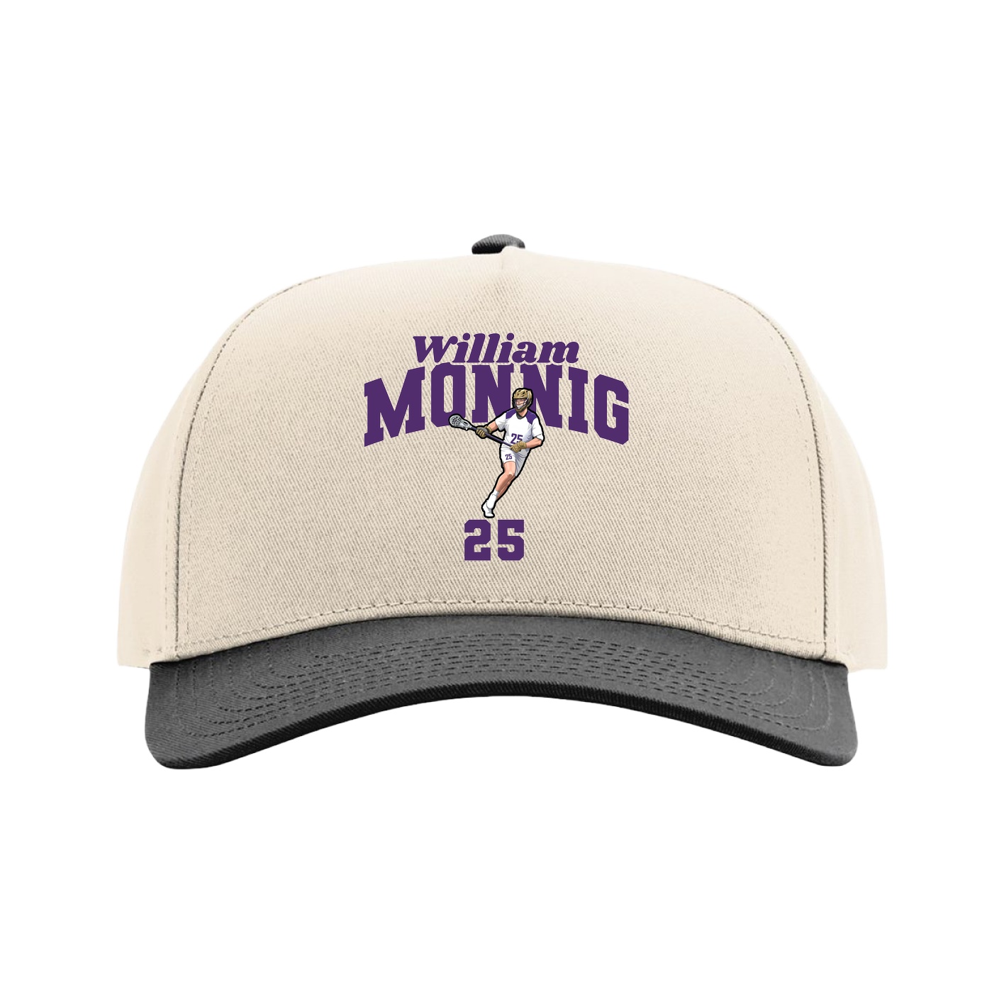 Full Fabric Five-Panel Champ Cap — Signature Arch in Cream/Black
