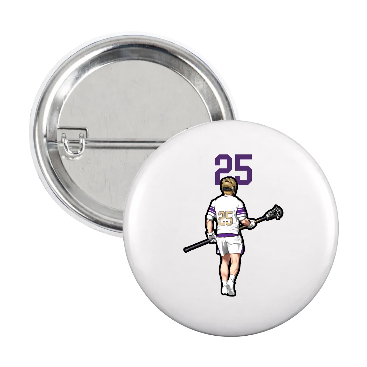Game Day Button — Number Top in White