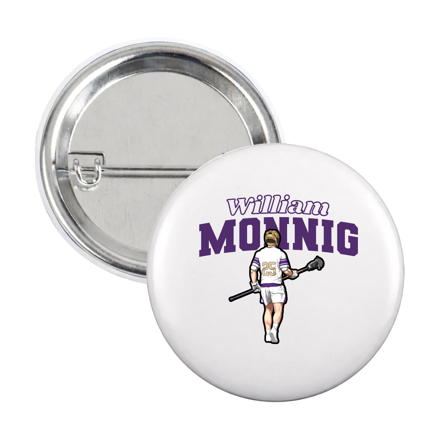 Game Day Button — Name Arch in White