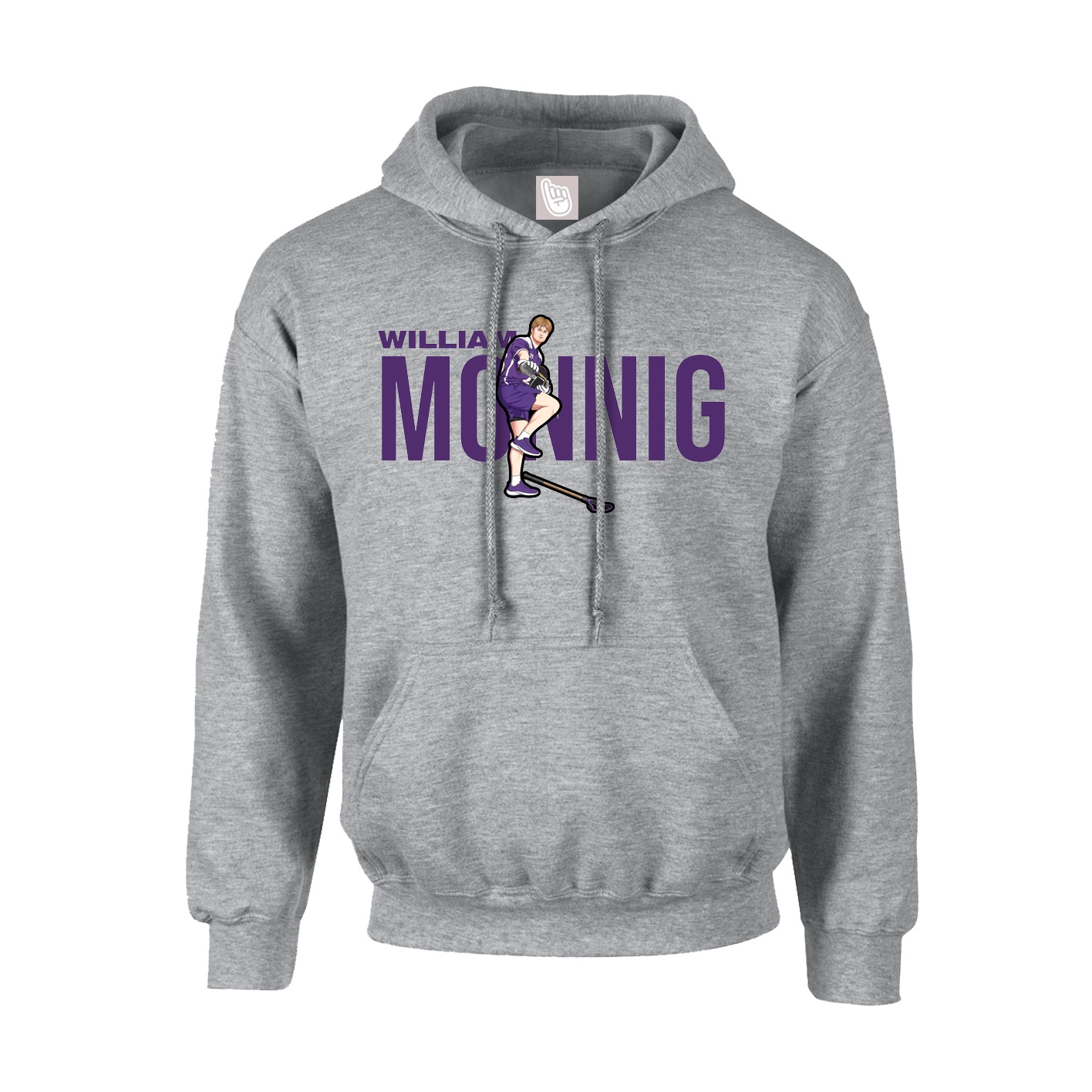 Youth Hoodie — Player Name in Grey