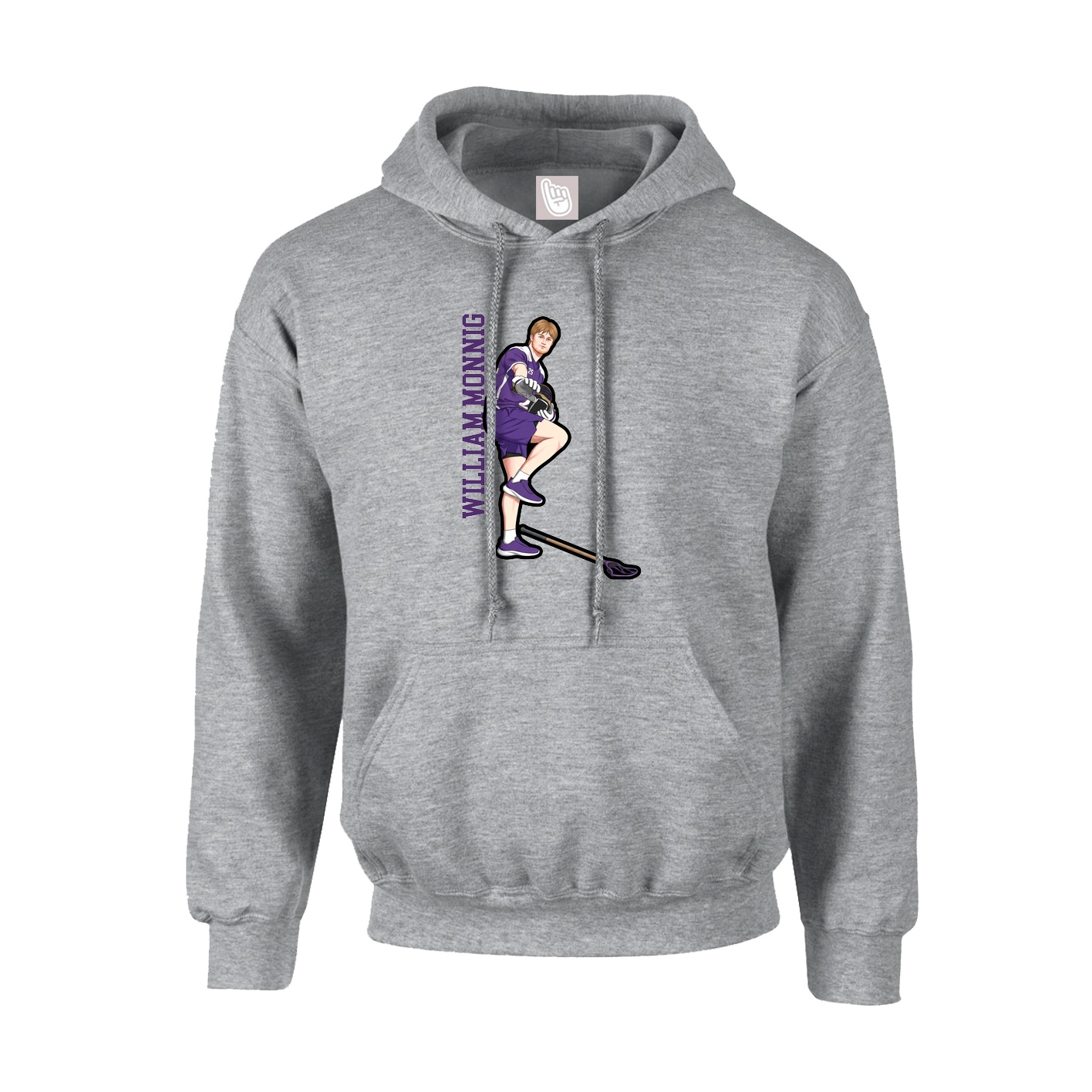 Youth Hoodie — Name Vertical in Grey