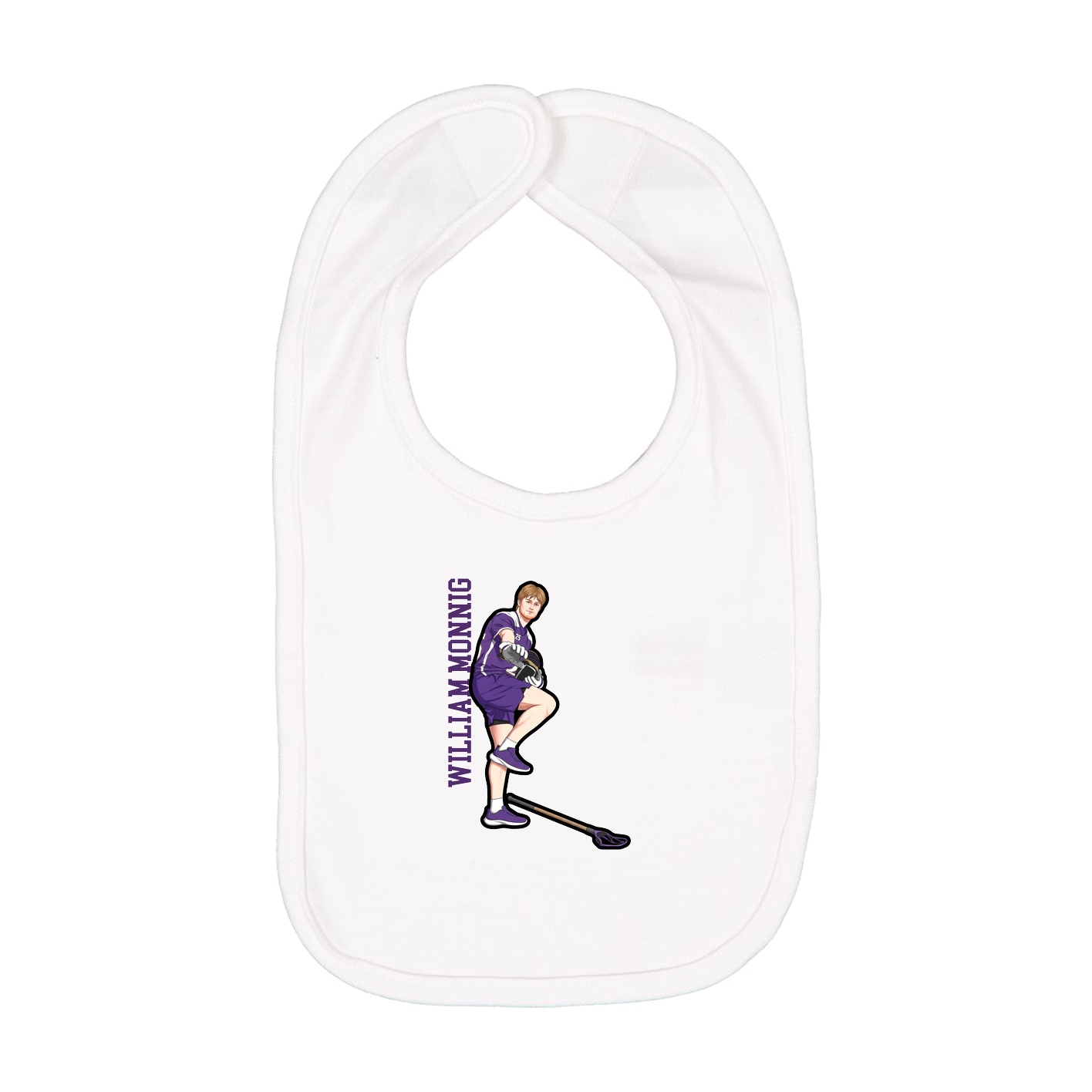 Infant Bib — Name Vertical in White
