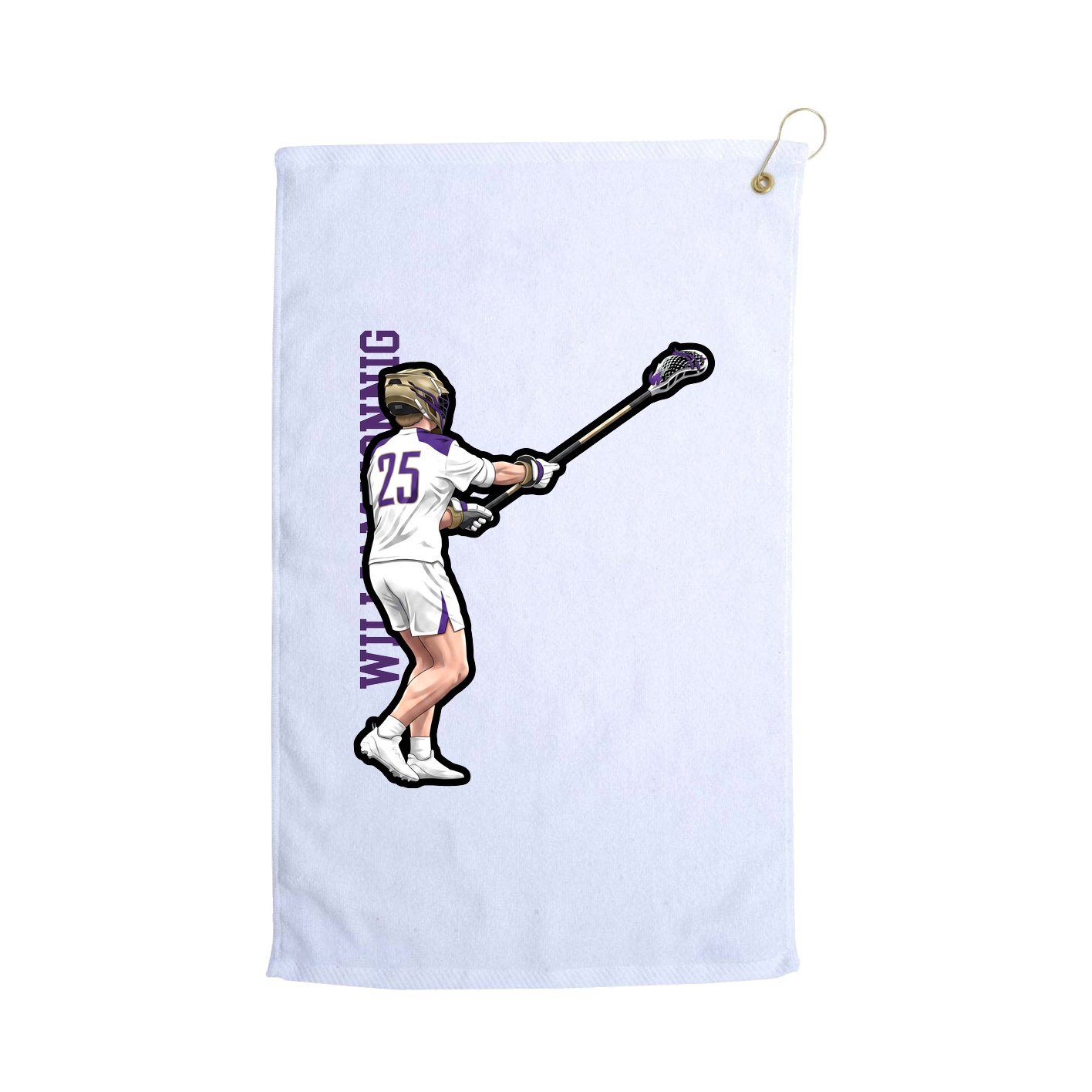 Golf Towel — Name Vertical in White