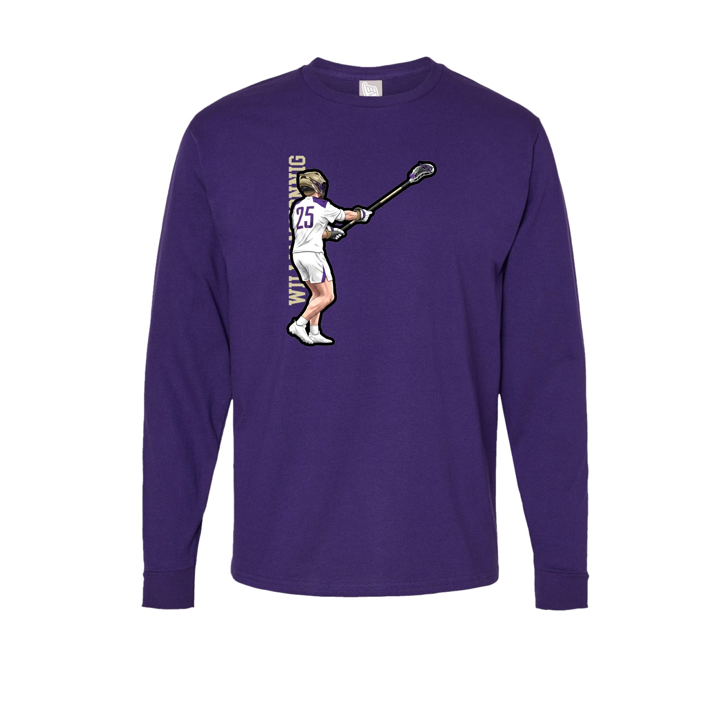 Long Sleeve Tee — Name Vertical in Purple