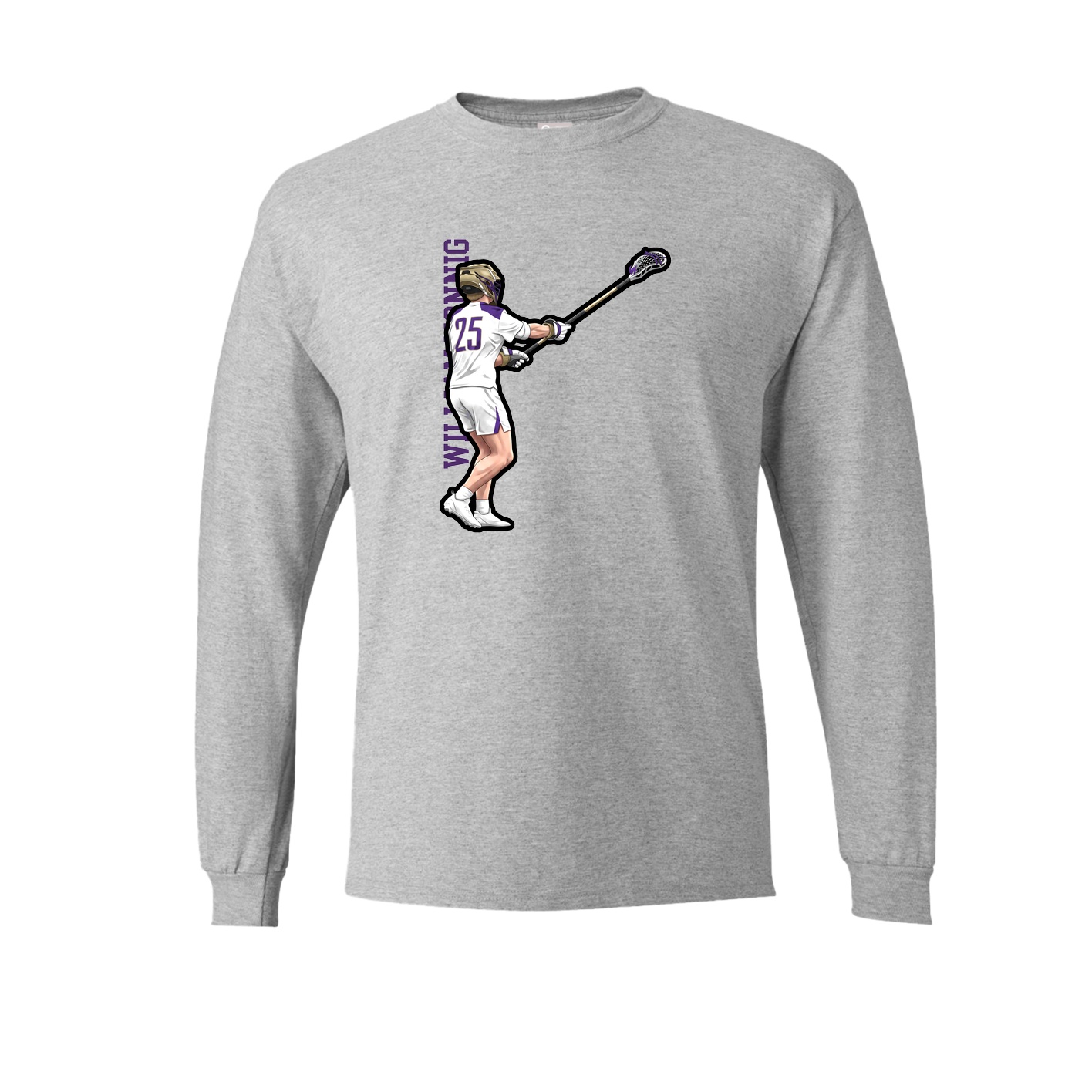 Long Sleeve Tee — Name Vertical in Grey