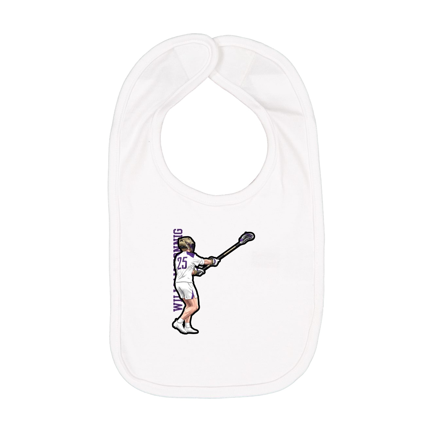 Infant Bib — Name Vertical in White