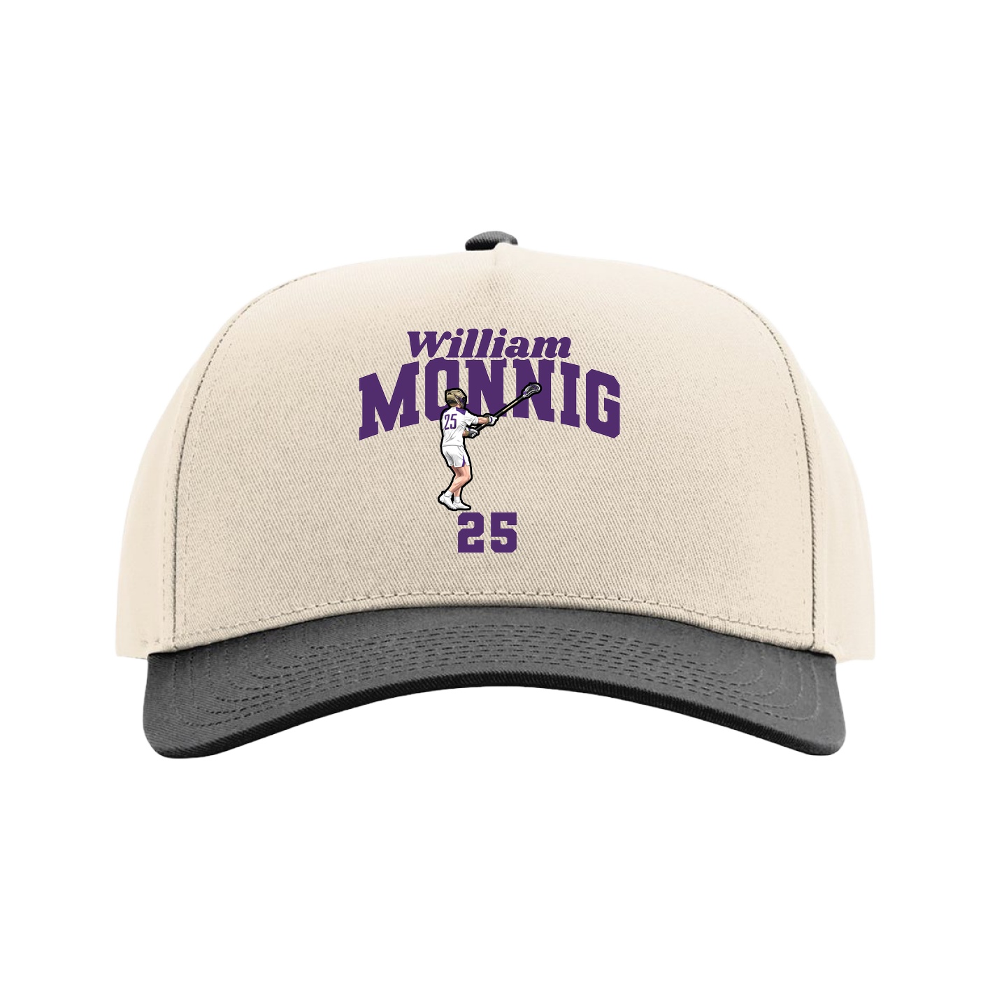 Full Fabric Five-Panel Champ Cap — Signature Arch in Cream/Black