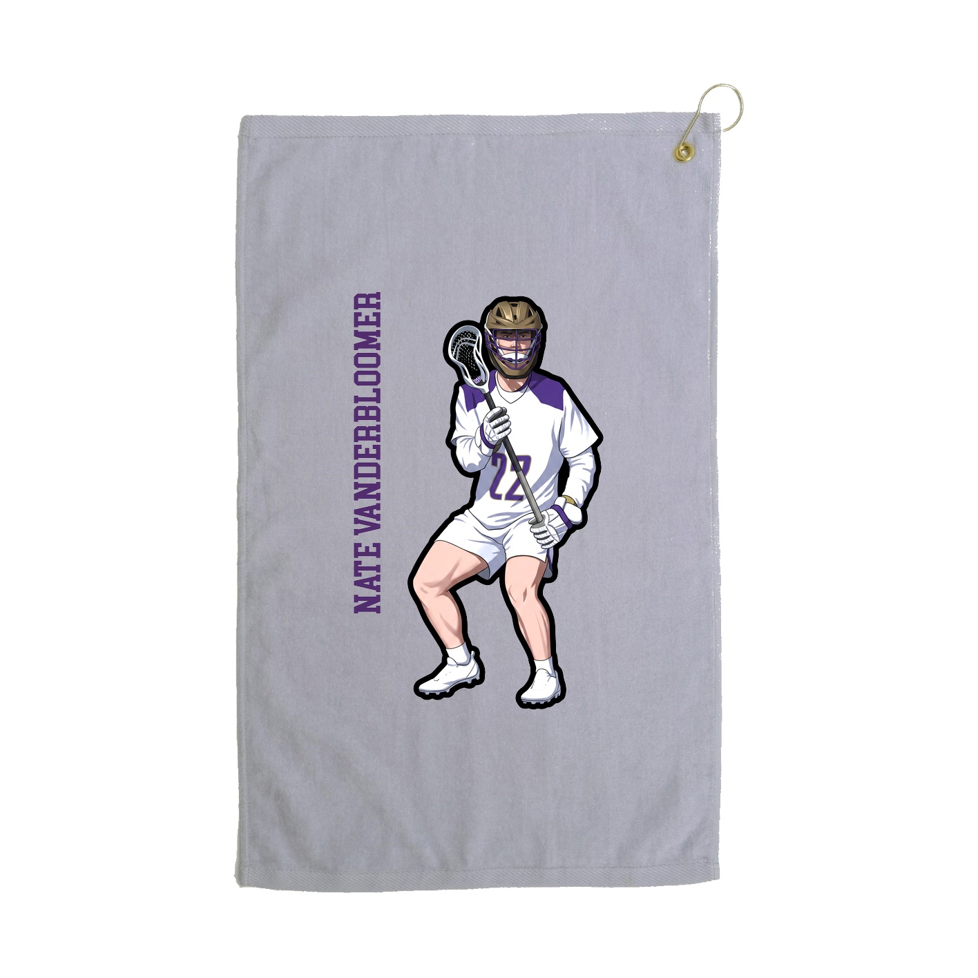 Golf Towel — Name Vertical in Grey