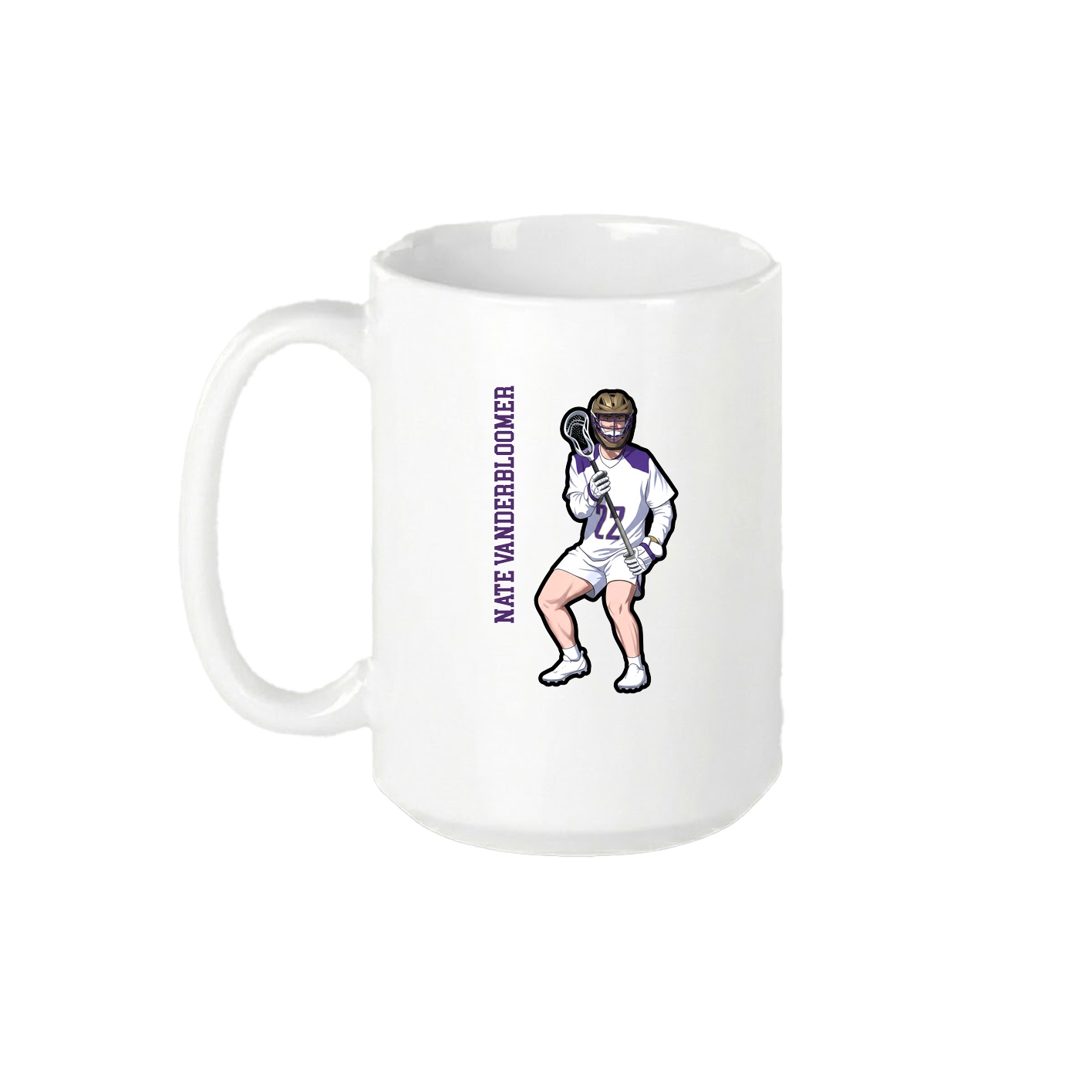 15oz Coffee Mug — Name Vertical in White