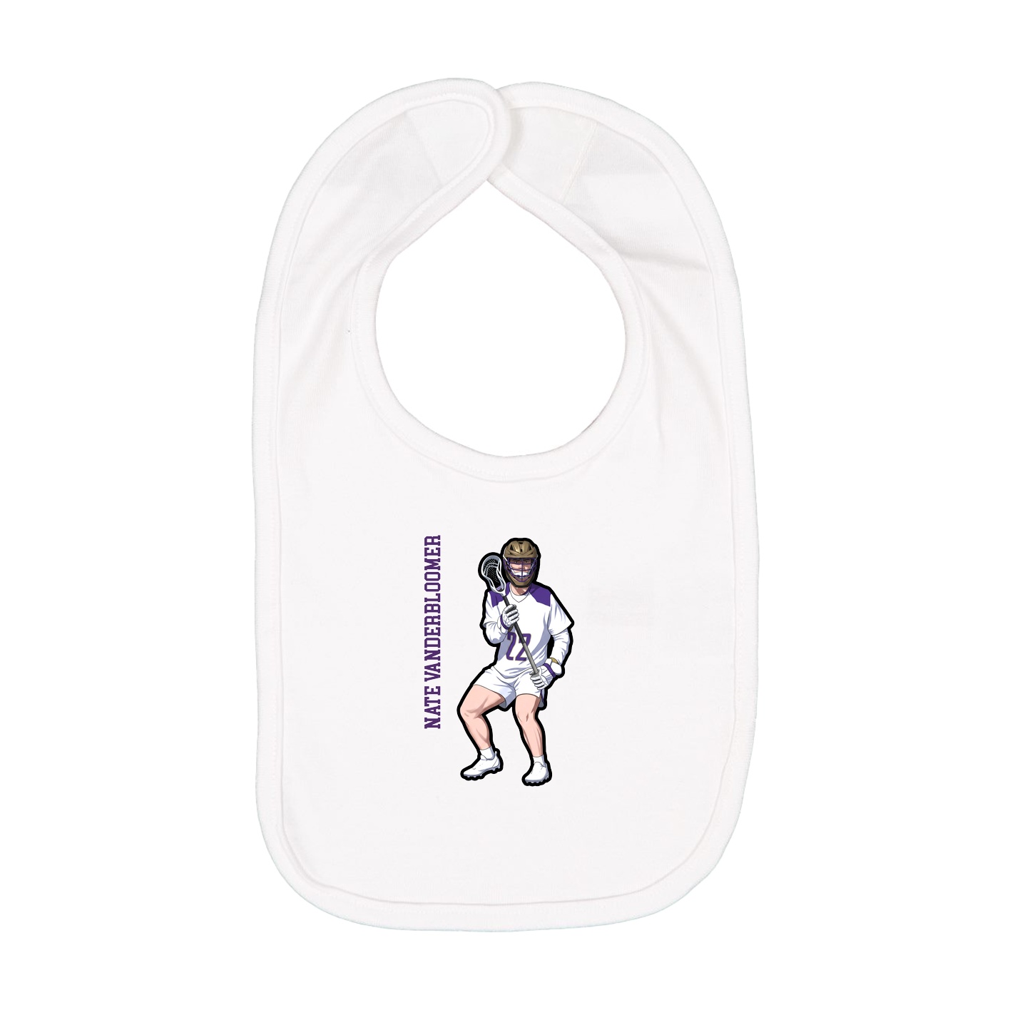 Infant Bib — Name Vertical in White