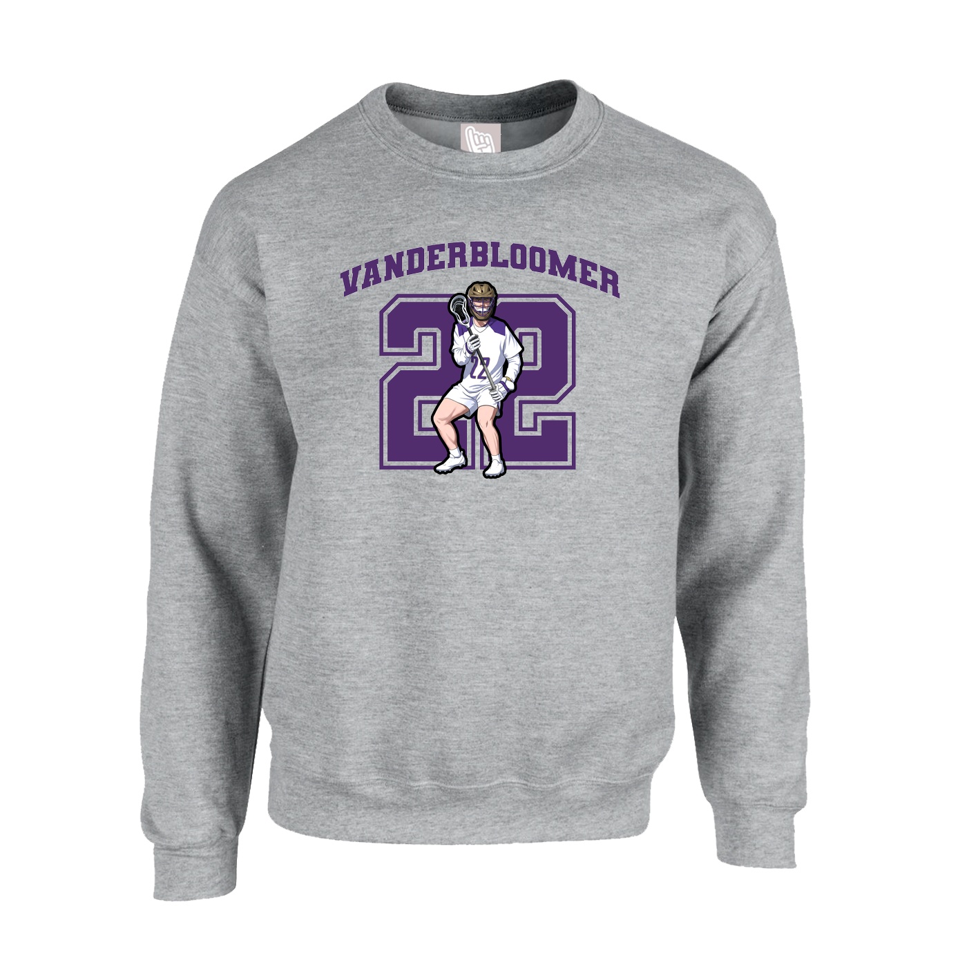 Fleece Crew — Number in Grey
