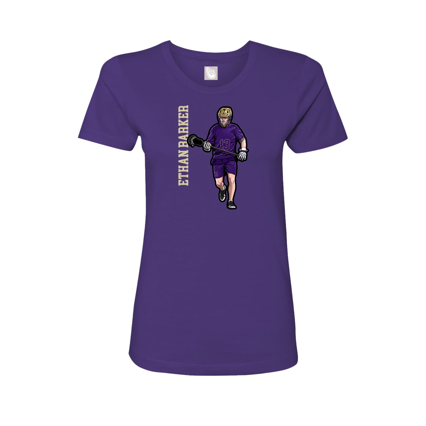 Fitted Women's Tee — Name Vertical in Purple