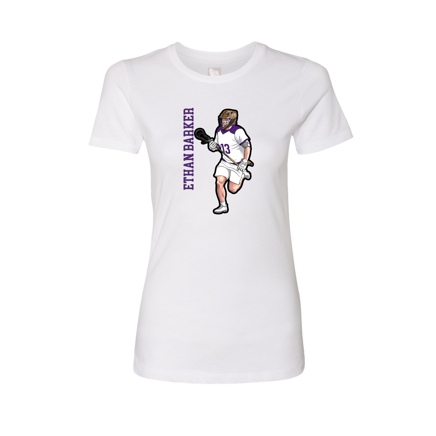Fitted Women's Tee — Name Vertical in White