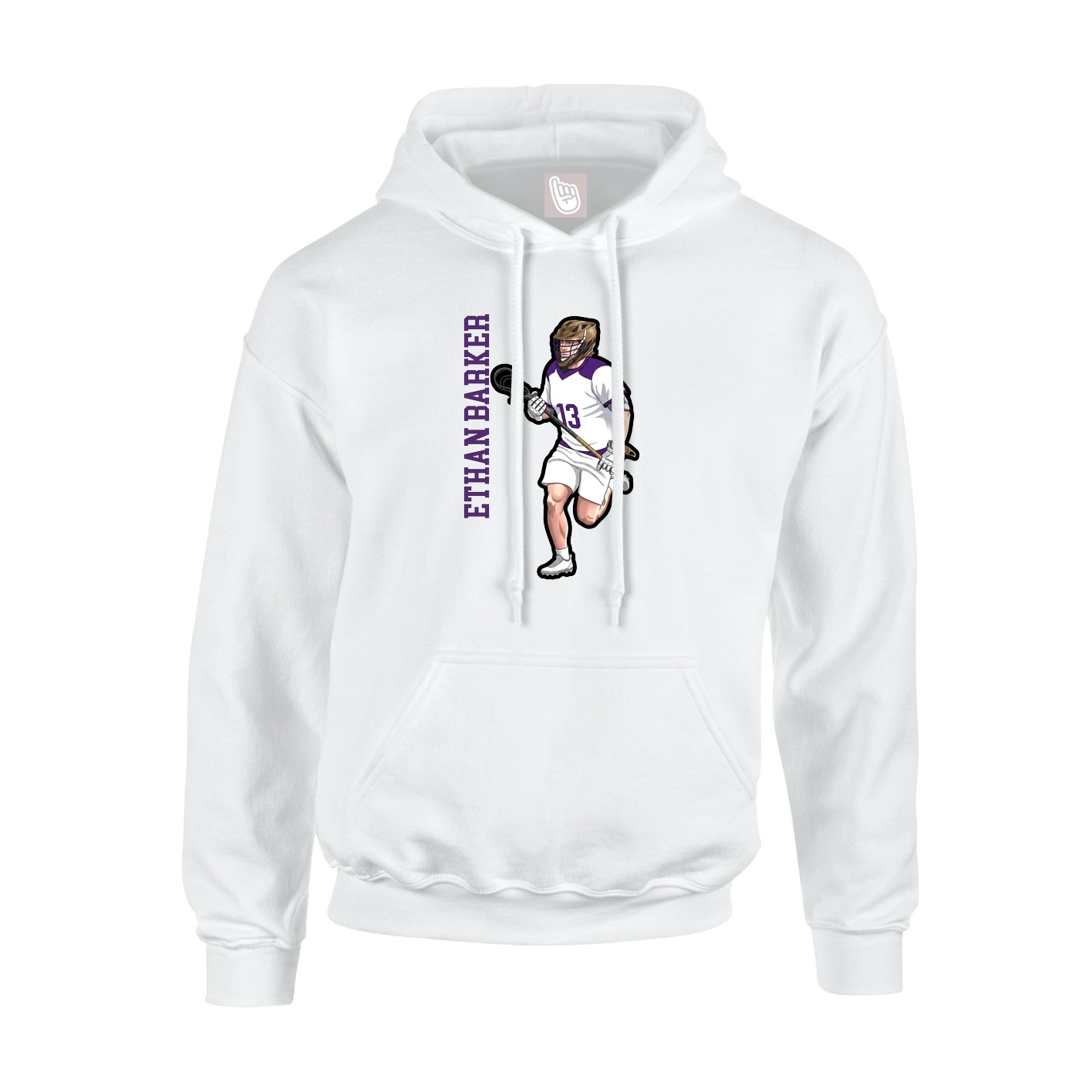 Youth Hoodie — Name Vertical in White