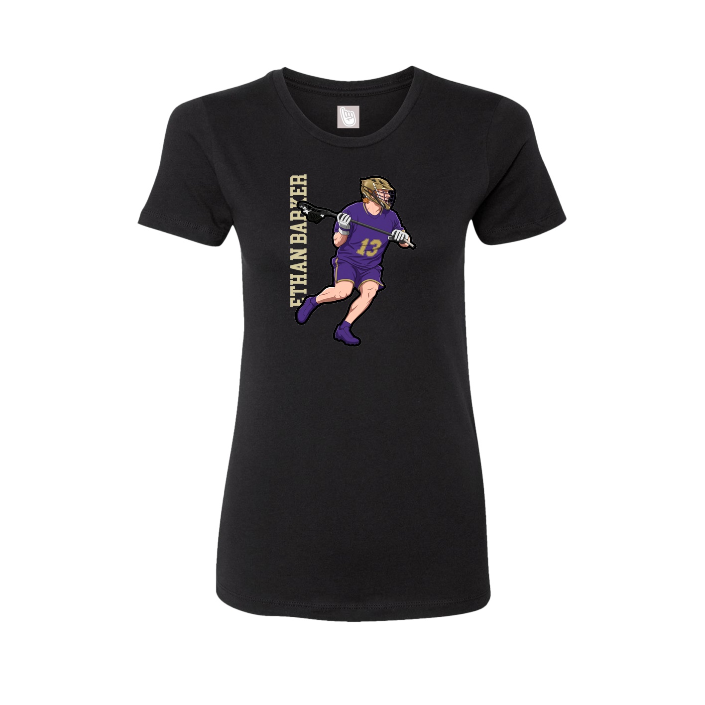 Fitted Women's Tee — Name Vertical in Black