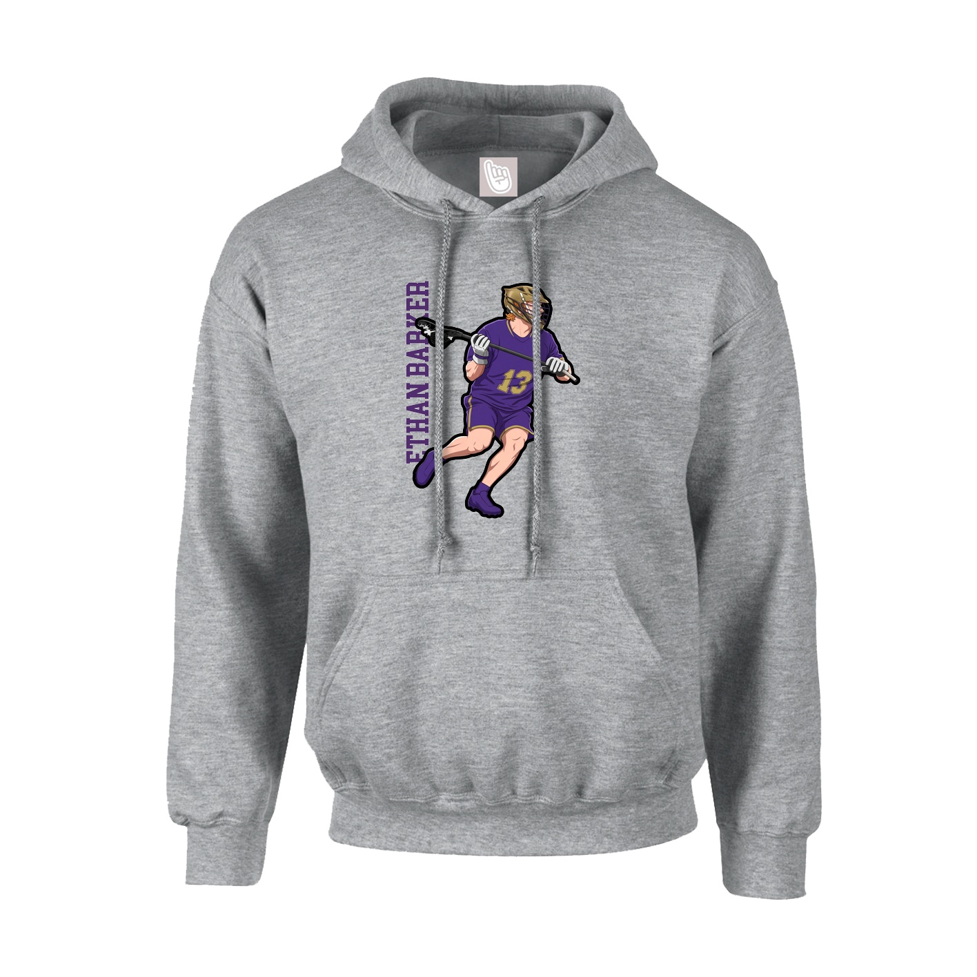 Hoodie — Name Vertical in Grey