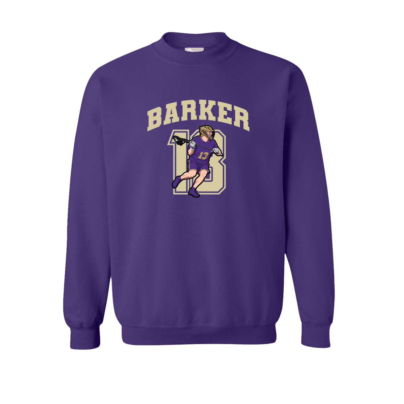 Fleece Crew — Number in Purple