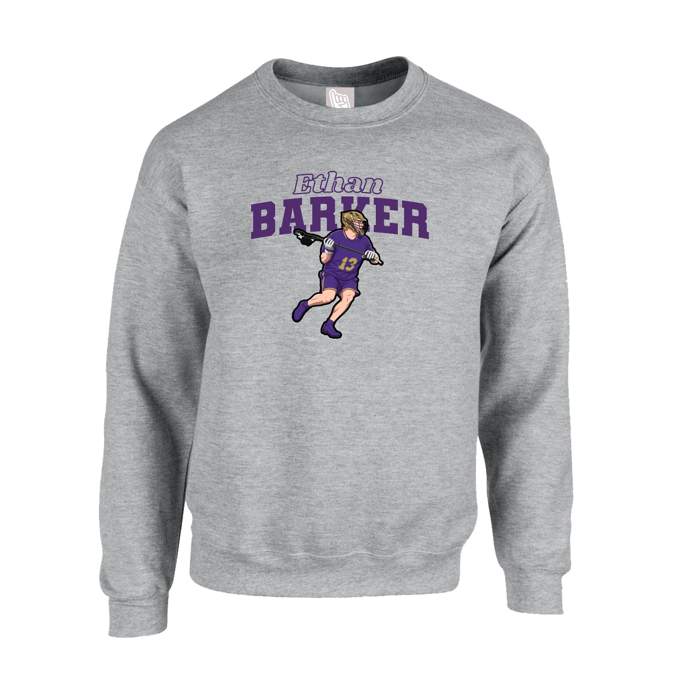 Fleece Crew — Name Arch in Grey