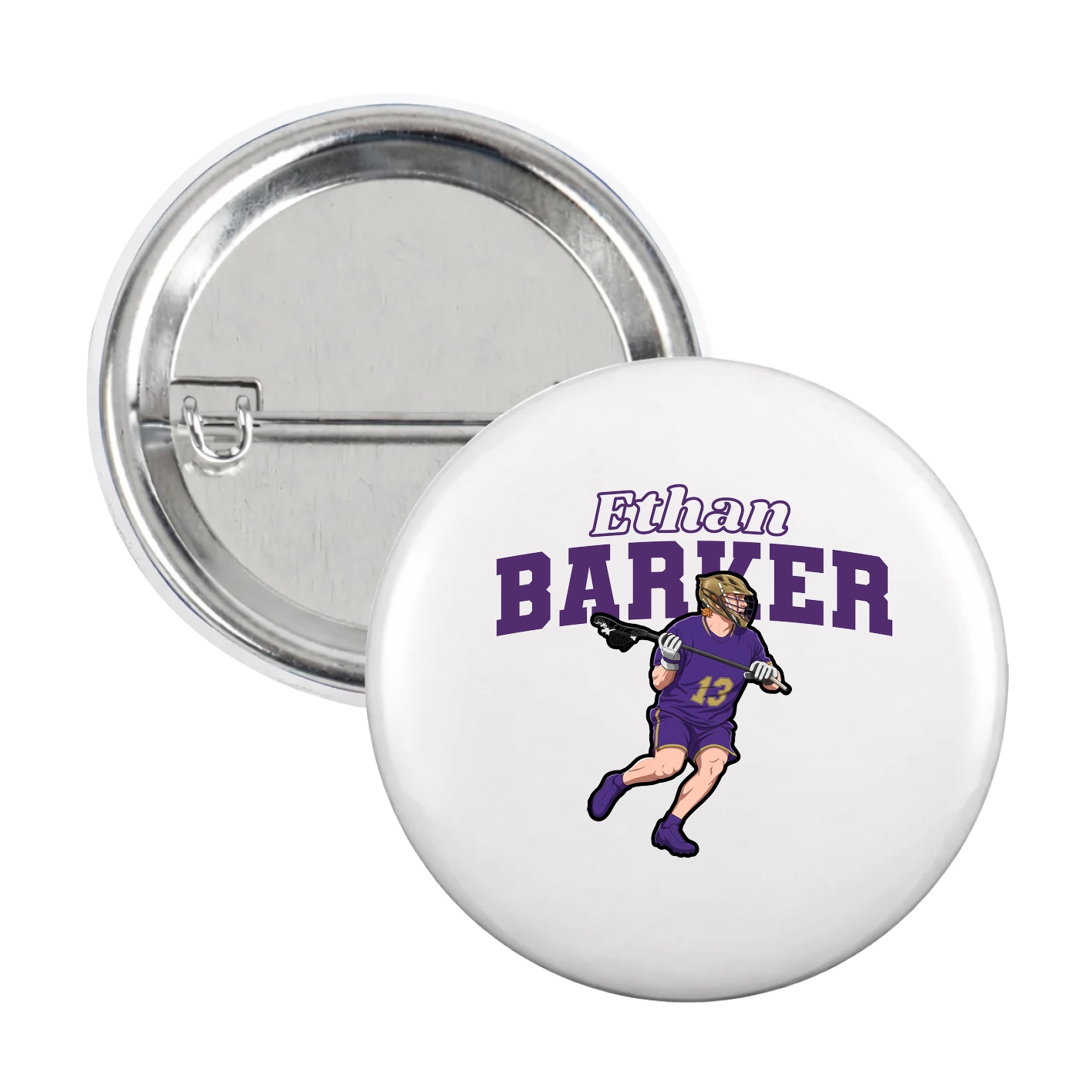 Game Day Button — Name Arch in White