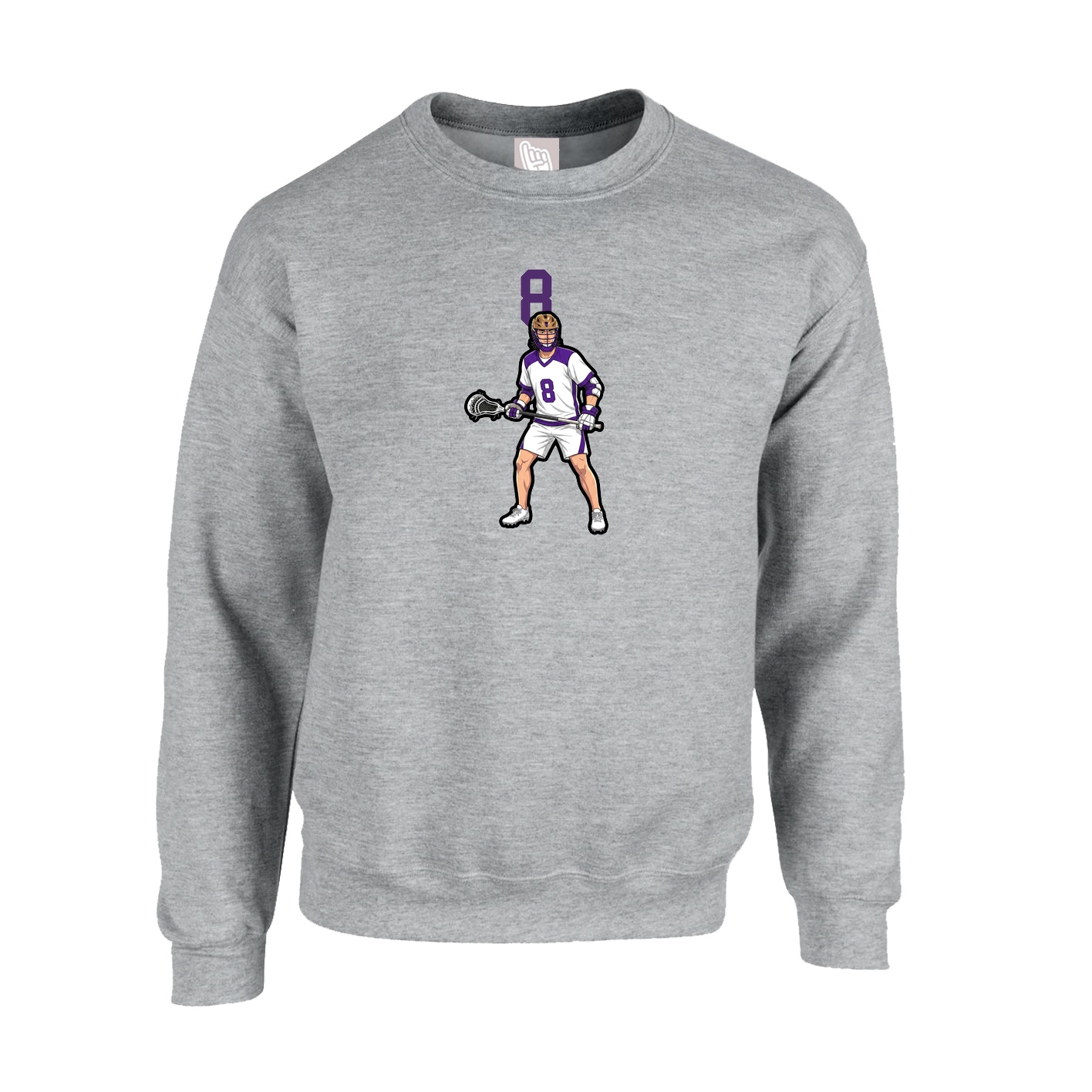 Fleece Crew — Number Top in Grey