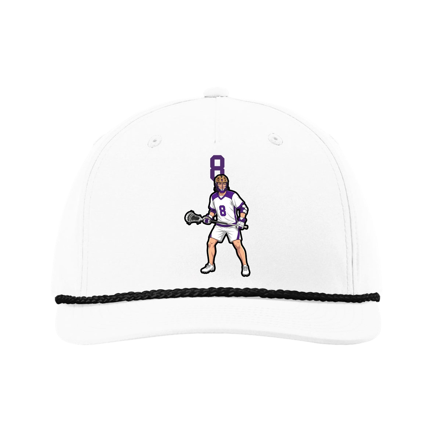 Five-Panel Classic Rope Cap — Number Top in White