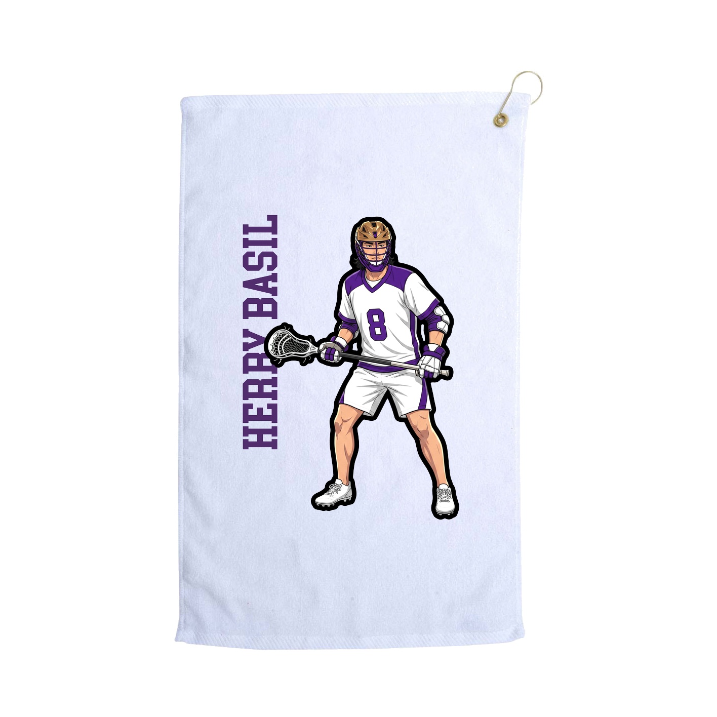 Golf Towel — Name Vertical in White