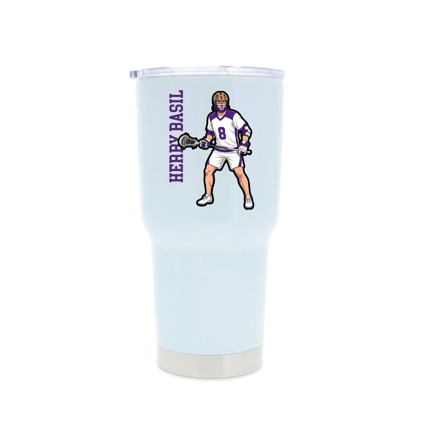 30oz Stainless Steel Tumbler — Name Vertical in White