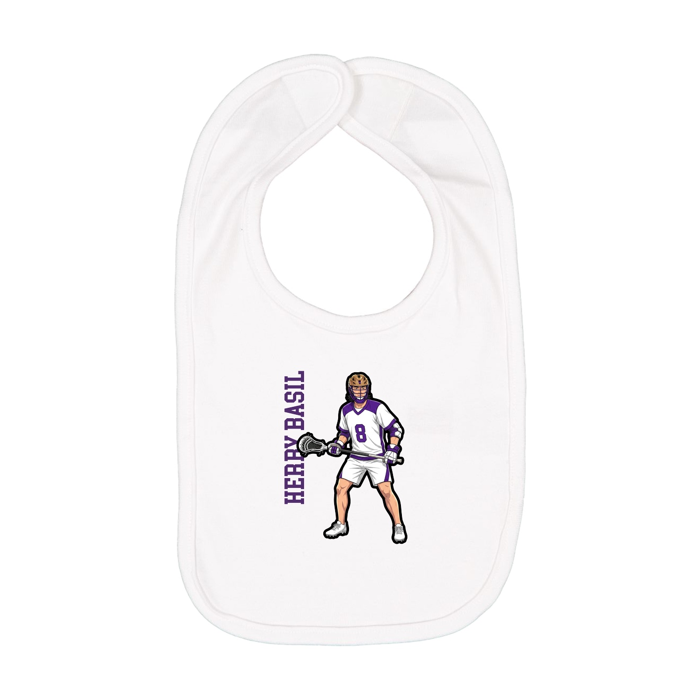 Infant Bib — Name Vertical in White