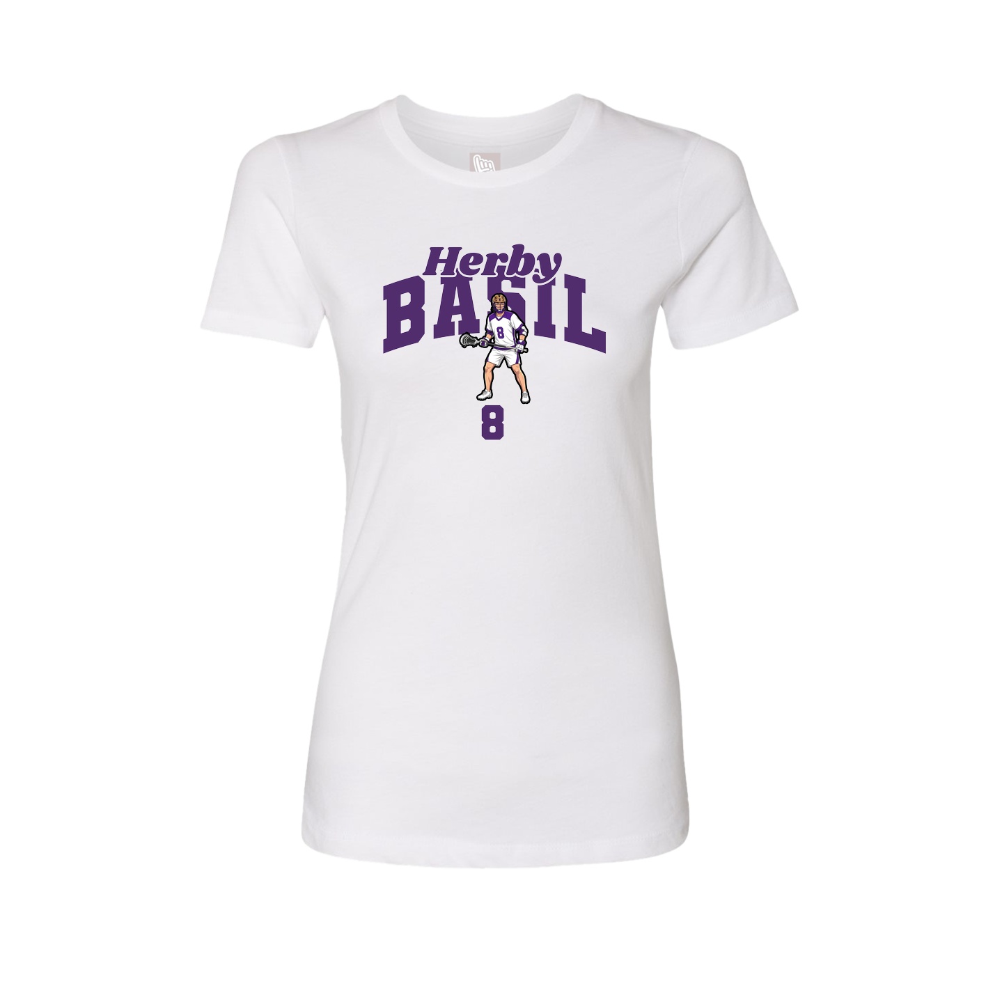 Fitted Women's Tee — Signature Arch in White