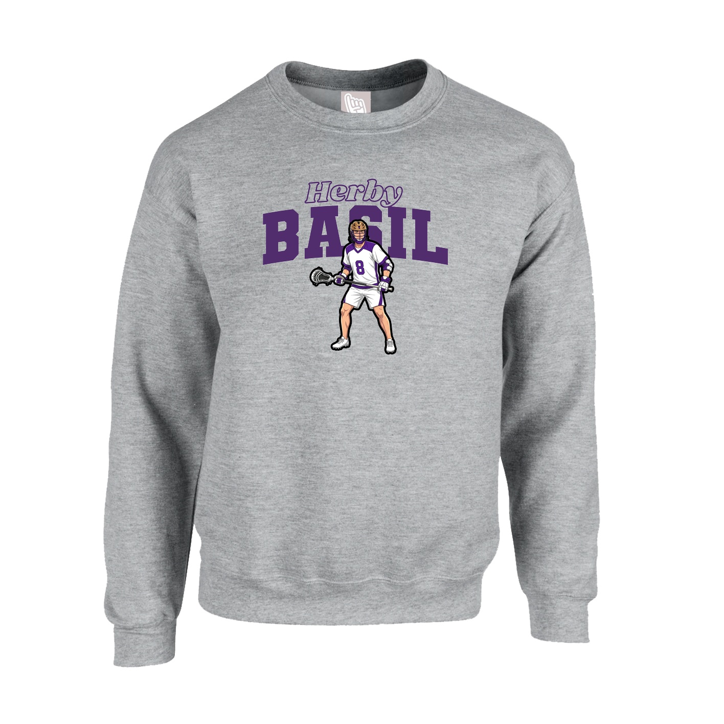 Fleece Crew — Name Arch in Grey