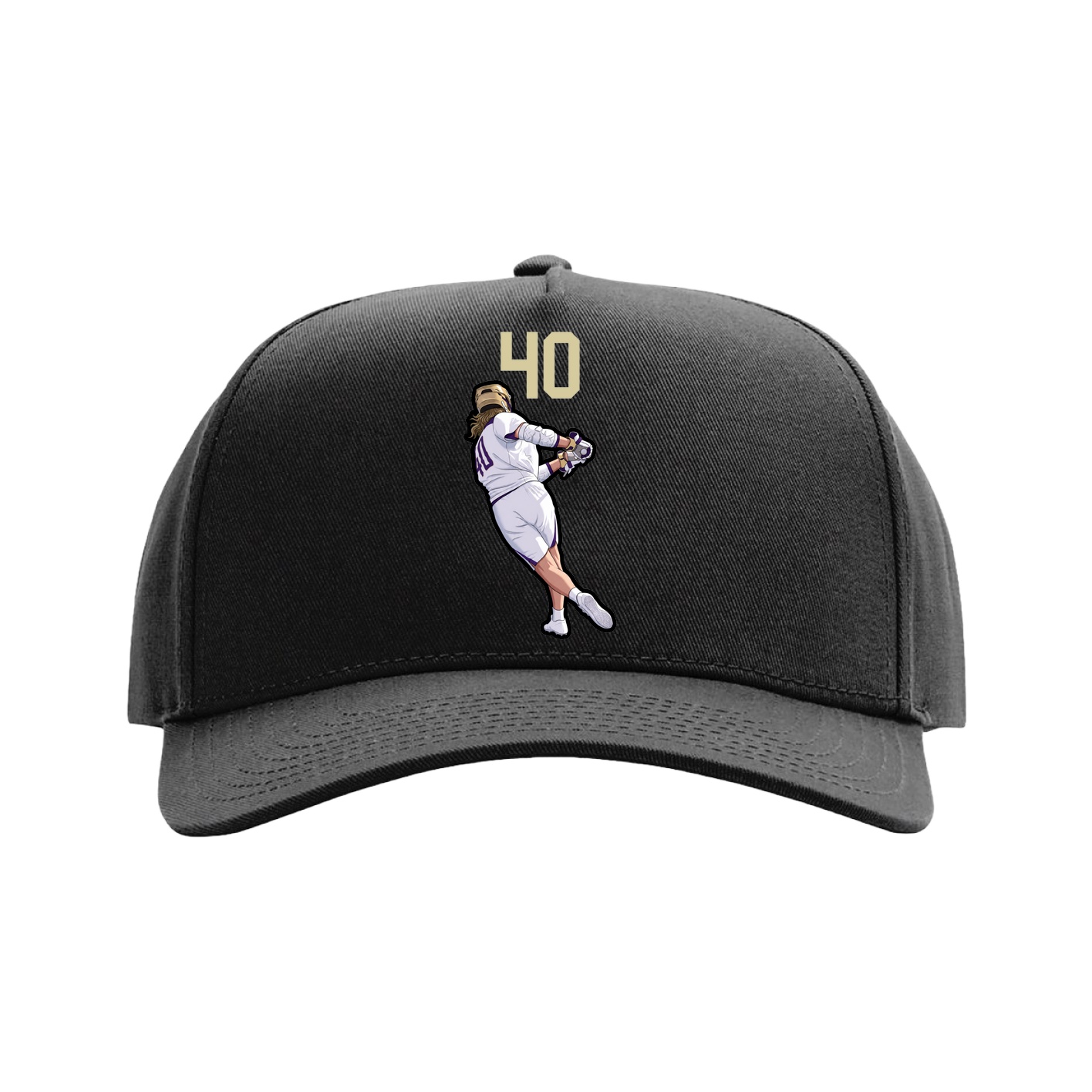 Full Fabric Five-Panel Champ Cap — Number Top in Black
