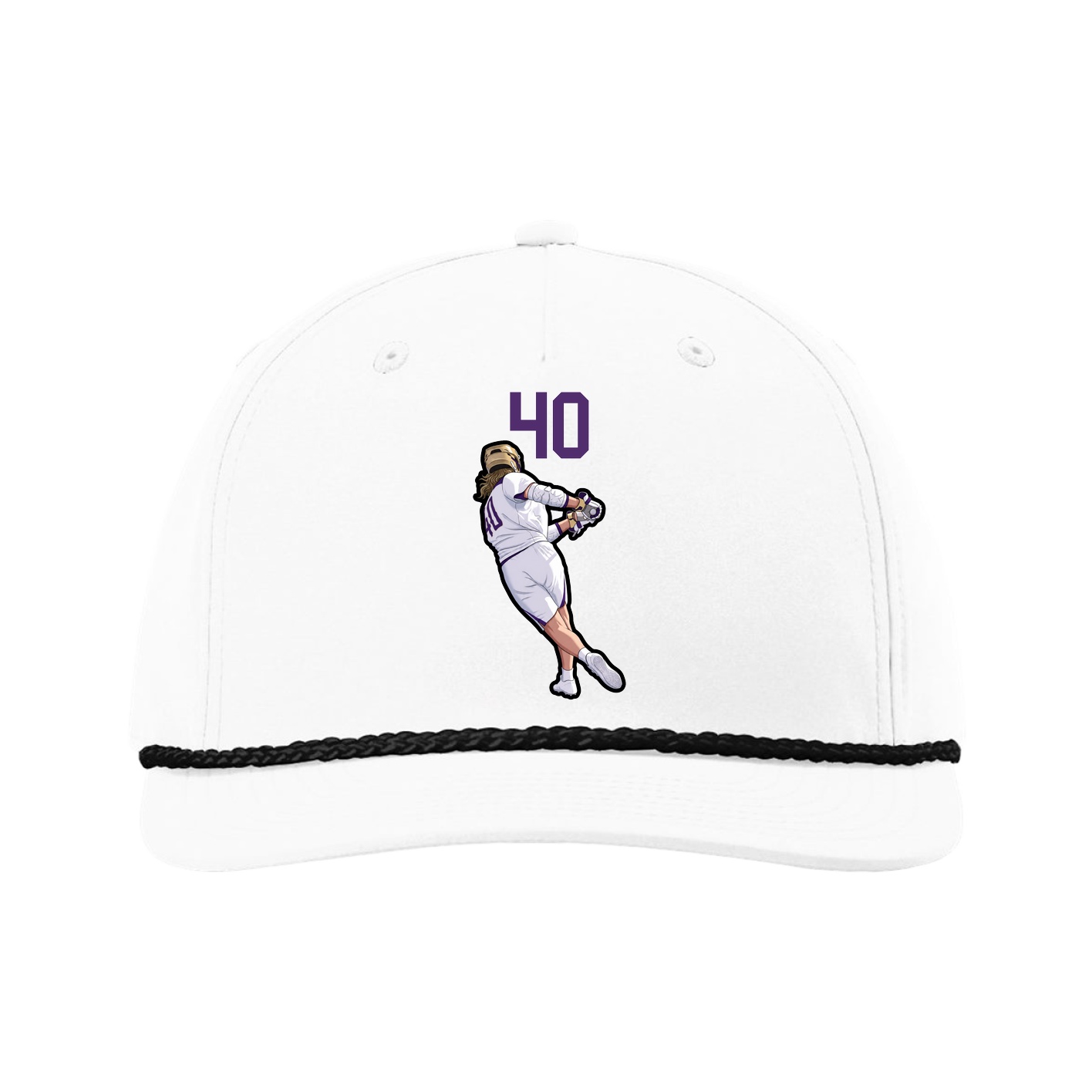 Five-Panel Classic Rope Cap — Number Top in White