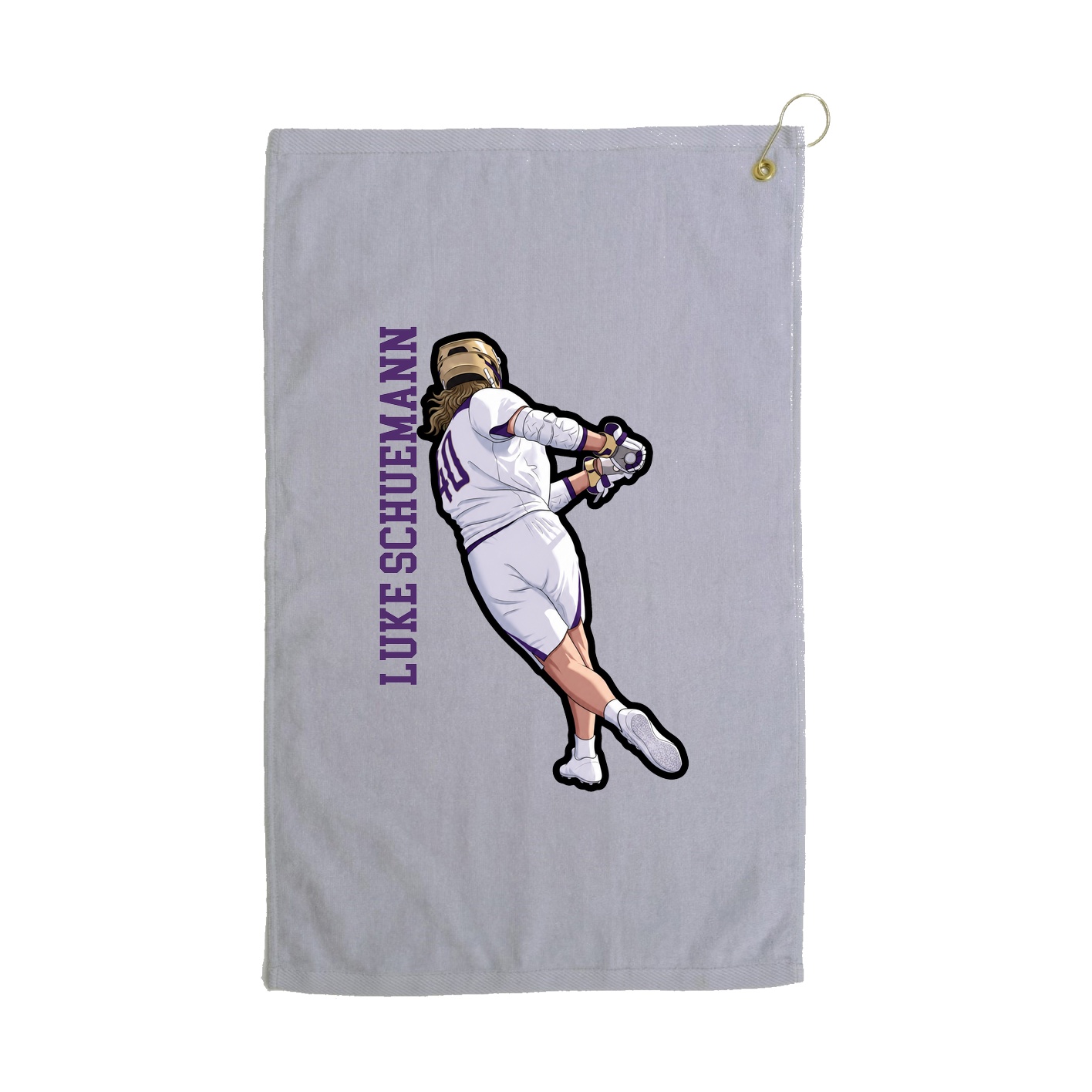 Golf Towel — Name Vertical in Grey