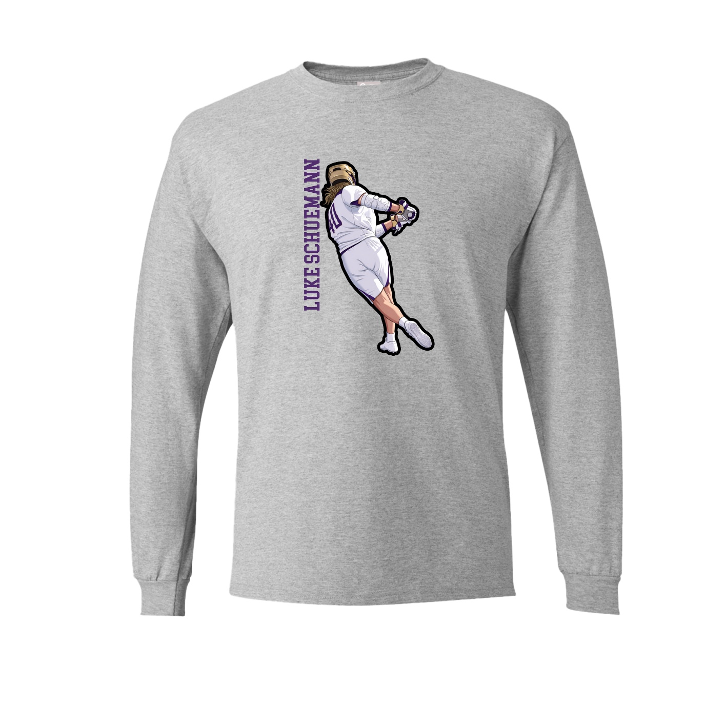 Long Sleeve Tee — Name Vertical in Grey