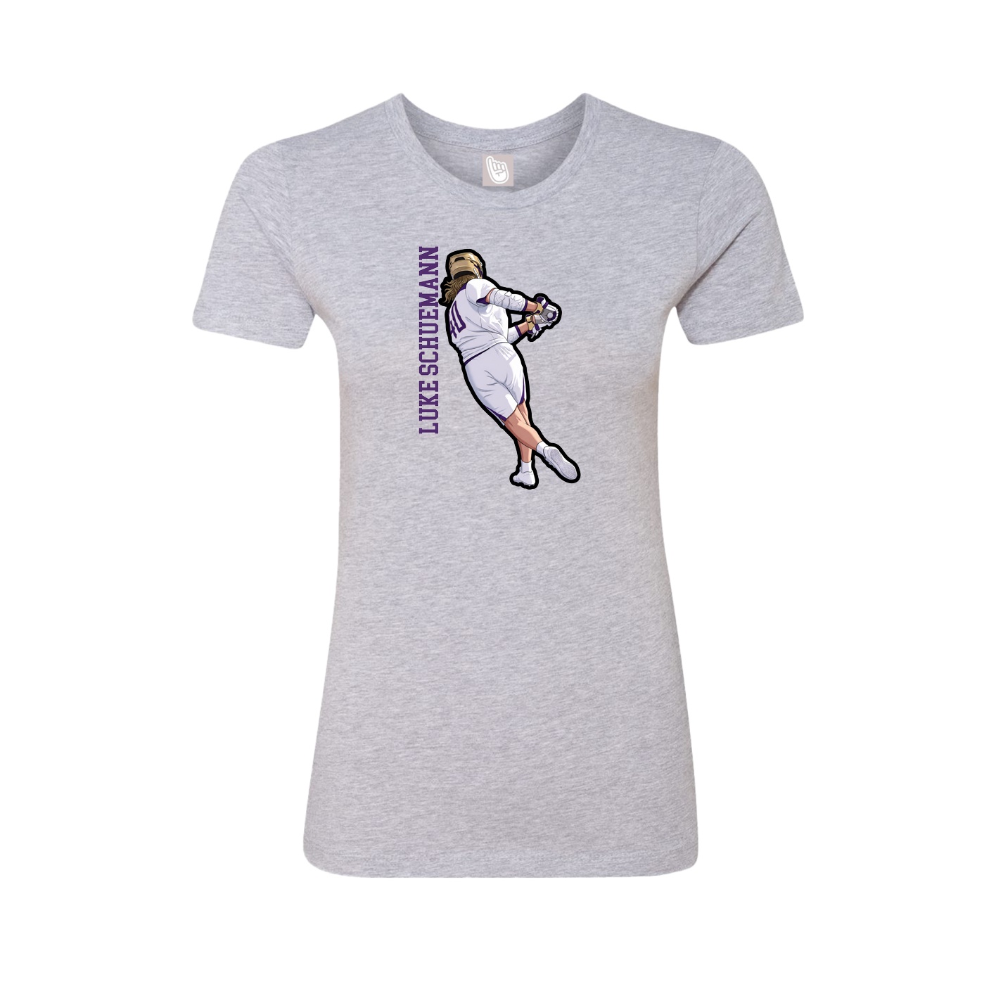 Fitted Women's Tee — Name Vertical in Grey