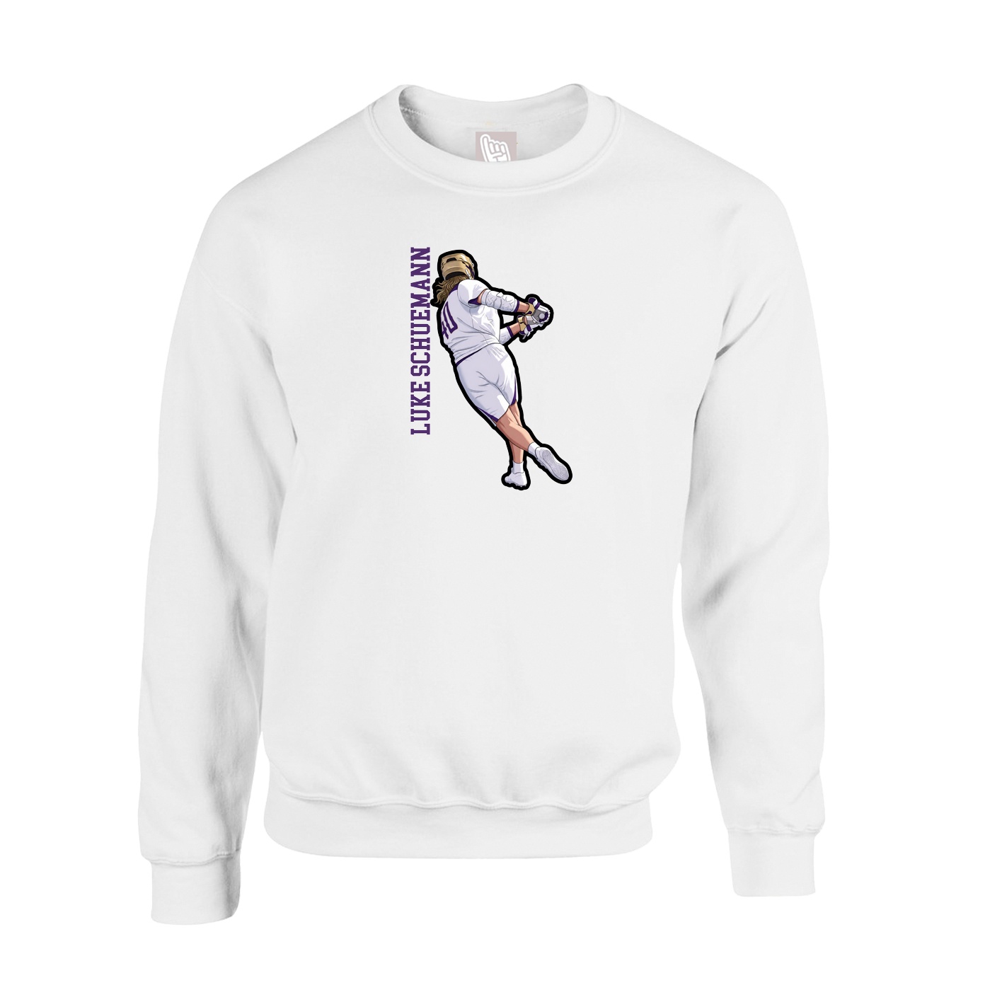 Fleece Crew — Name Vertical in White