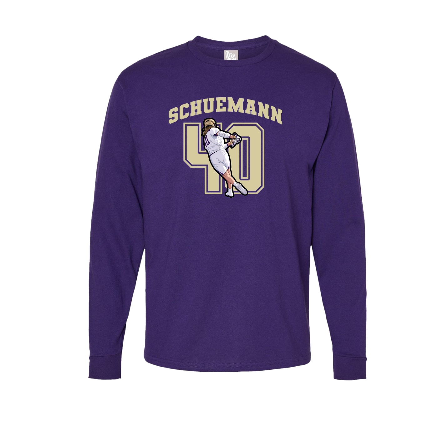 Long Sleeve Tee — Number in Purple