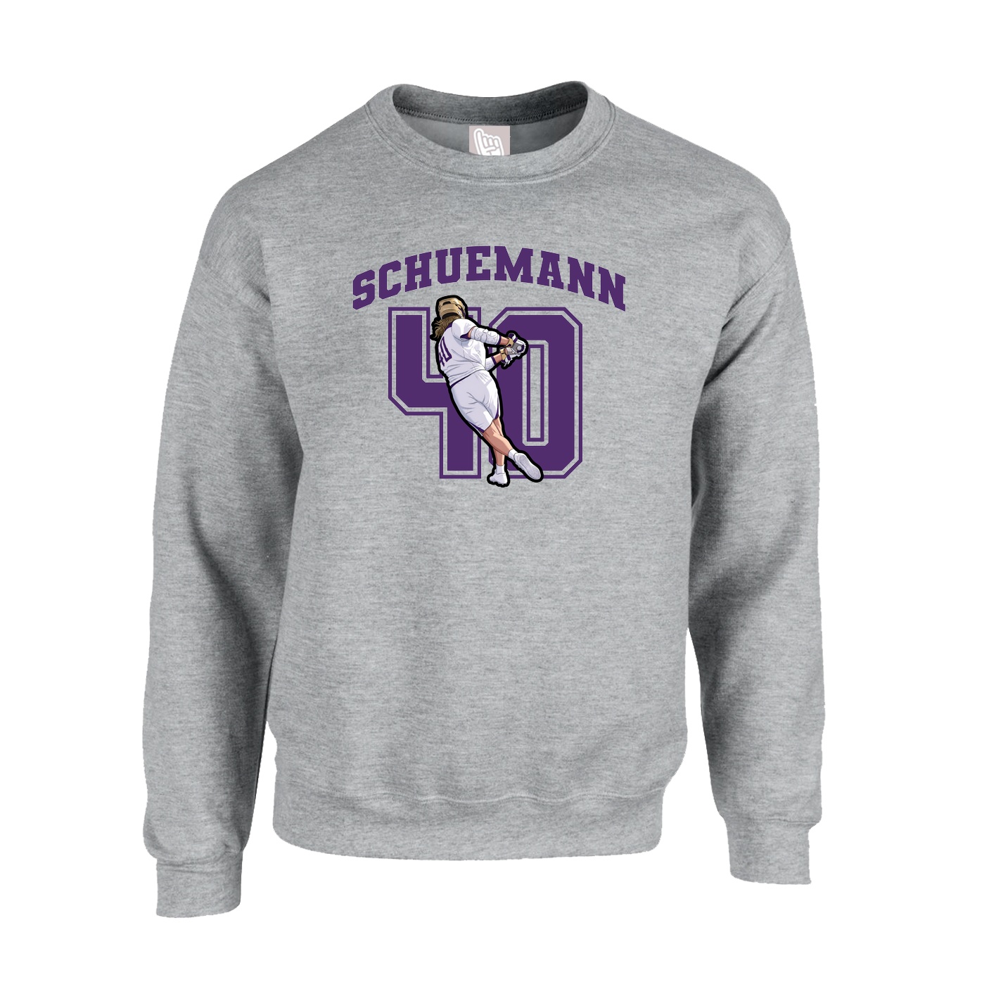 Fleece Crew — Number in Grey