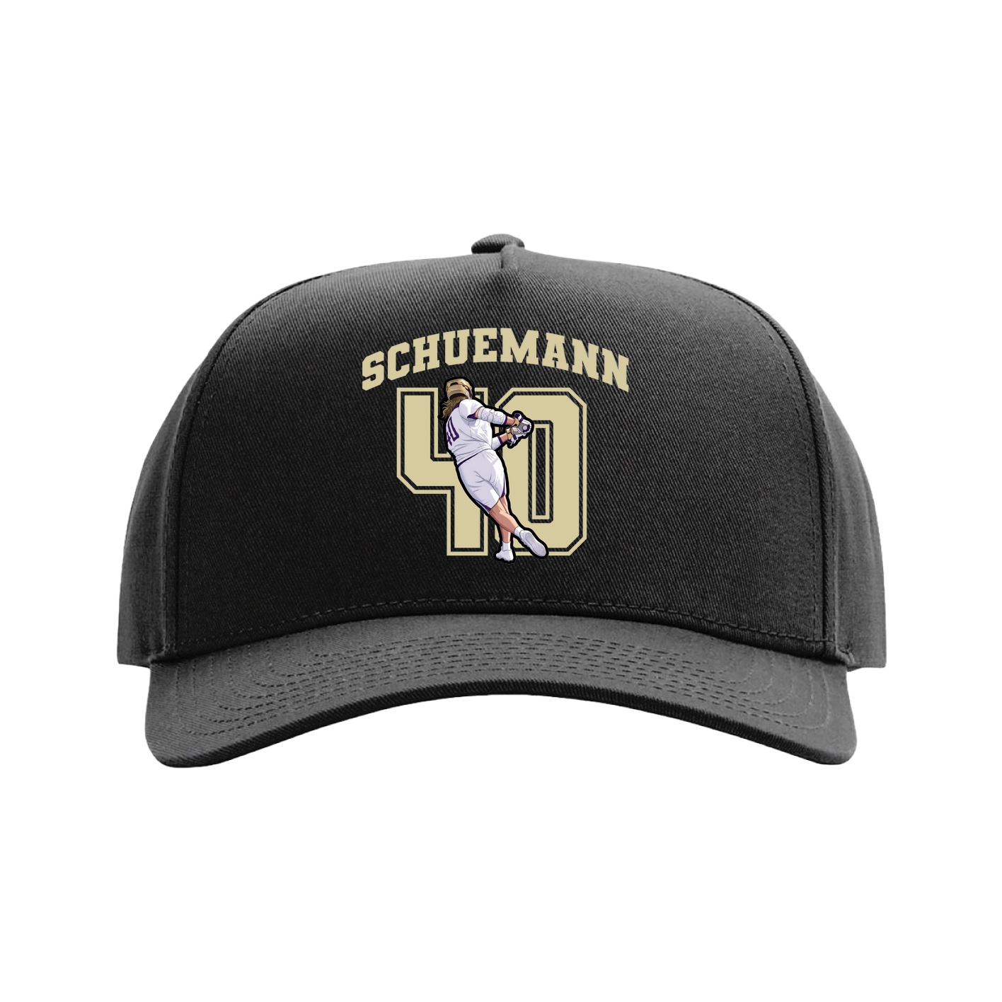 Full Fabric Five-Panel Champ Cap — Number in Black