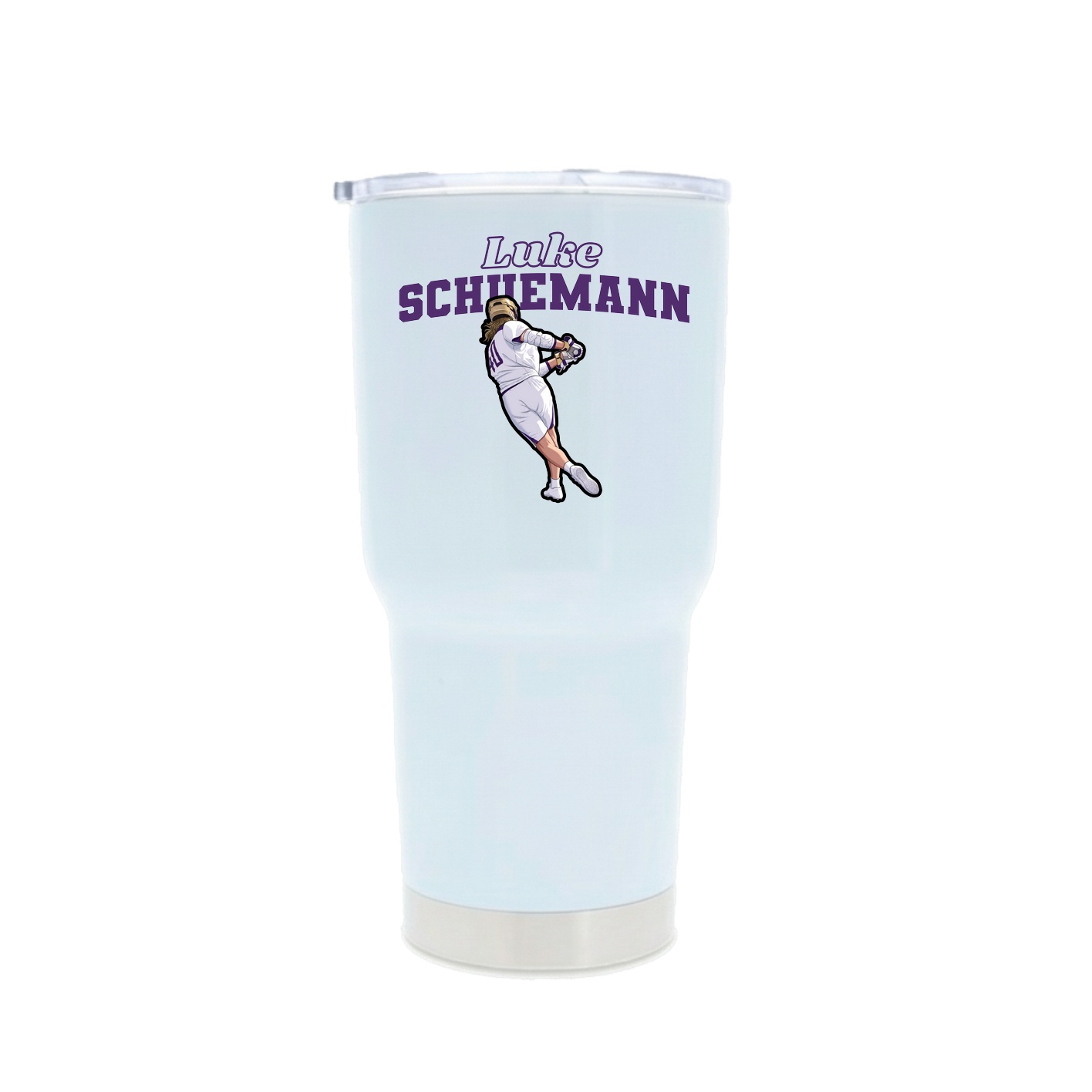 30oz Stainless Steel Tumbler — Name Arch in White