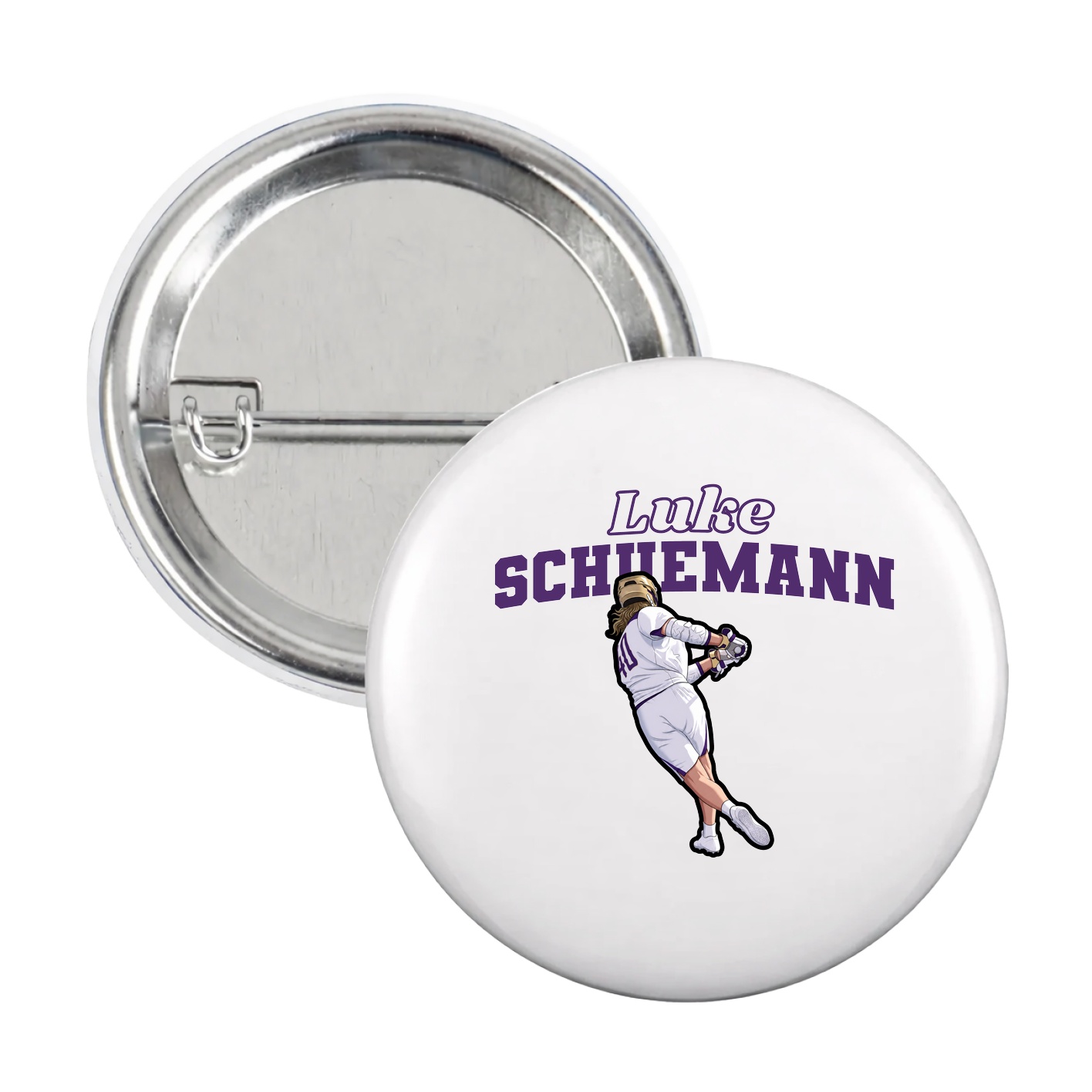 Game Day Button — Name Arch in White
